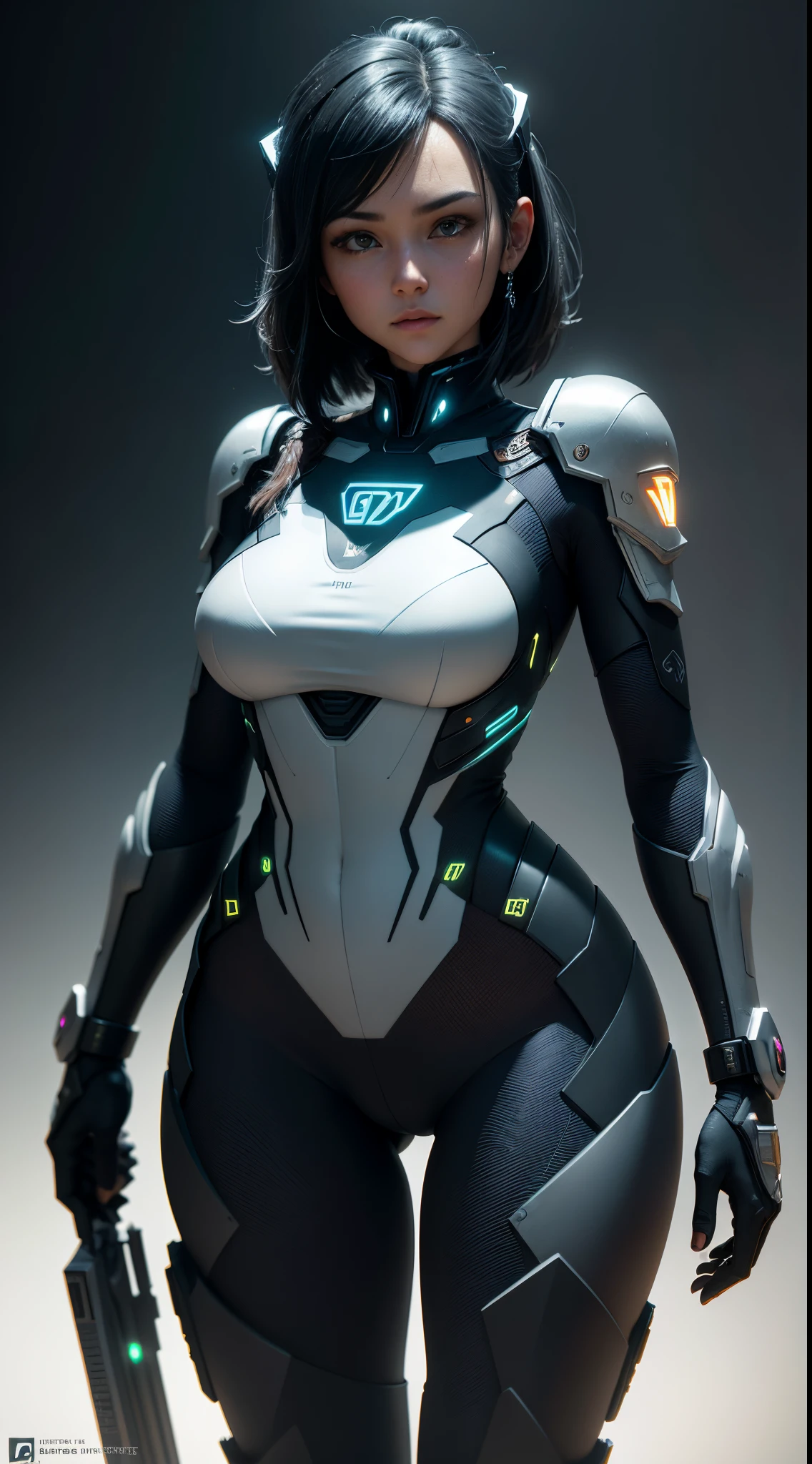 melhor qualidade,tmasterpiece,detailed depiction:1.9,..3d,Uma bela imagem feminina cyberpunk,Imagens de alta densidade,HighDynamicRange,Traching de raias,NVIDIA RTX,Hyper-Resolution,irreal 5,Subsurface scattering、Textura PBR、post procesiltragem de anisotropia、profundidade de campo, maximum definition and sharpness Textures of any layer、Albedo e mapas Speculares、Surface Coloring、Precise simulation of light-material interactions、perfectly proportions、terno apertado、Perfect dissection、rendering by octane、Luz bicolor、grande abertura、ISO baixo、White balance、The rule of thirds、Dados brutos 8K、realistic lighting,luz fria,mechas,rico em detalhes,perspectiva de baixo para cima,Retratar o contorno do peito em detalhes