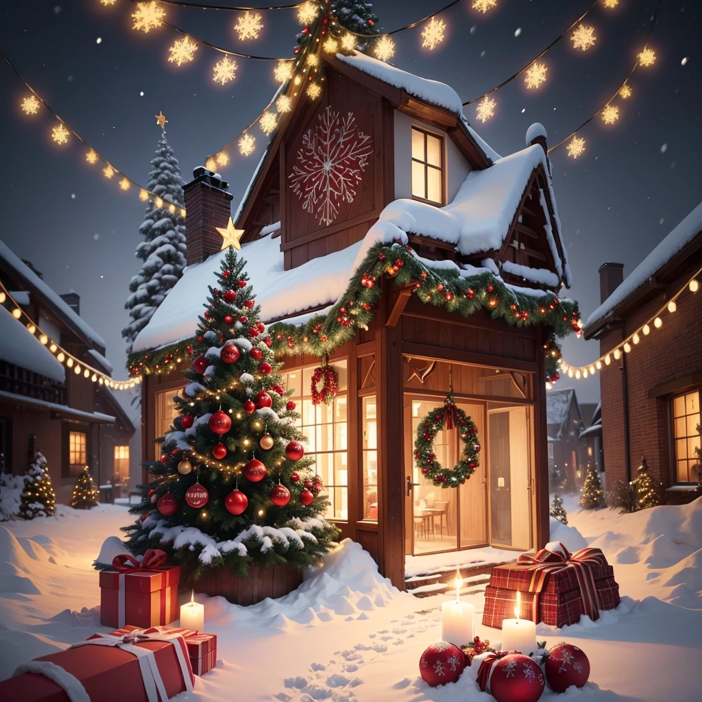 (best quality,highres:1.2),christmas decor,clip art,joyful,cheerful,happy,festive,winter,snow,red and green colors,cute illustrations,lights and ornaments,tinsel and garlands,reindeer and snowflakes,sparkling stars,holiday spirit,enjoyable celebration,merry and bright,lively atmosphere,traditional symbols,gift exchange,santa claus and his sleigh,decorated christmas tree,family gathering,warm and cozy,delightful memories,glowing candles,ornamental stockings,exciting presents,magical moments,peace and love,joyful carols,jingle bells ringing,endless happiness,wonderful surprises,magical snow-covered landscape,cookies and hot chocolate,rooftop chimneys,spreading smiles and laughter,filled with love and warmth,festive atmosphere.