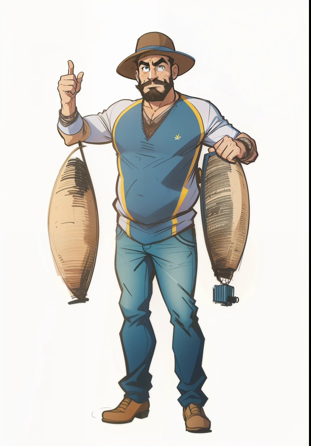Caricatura, homem no estilo dos desenhos animados.