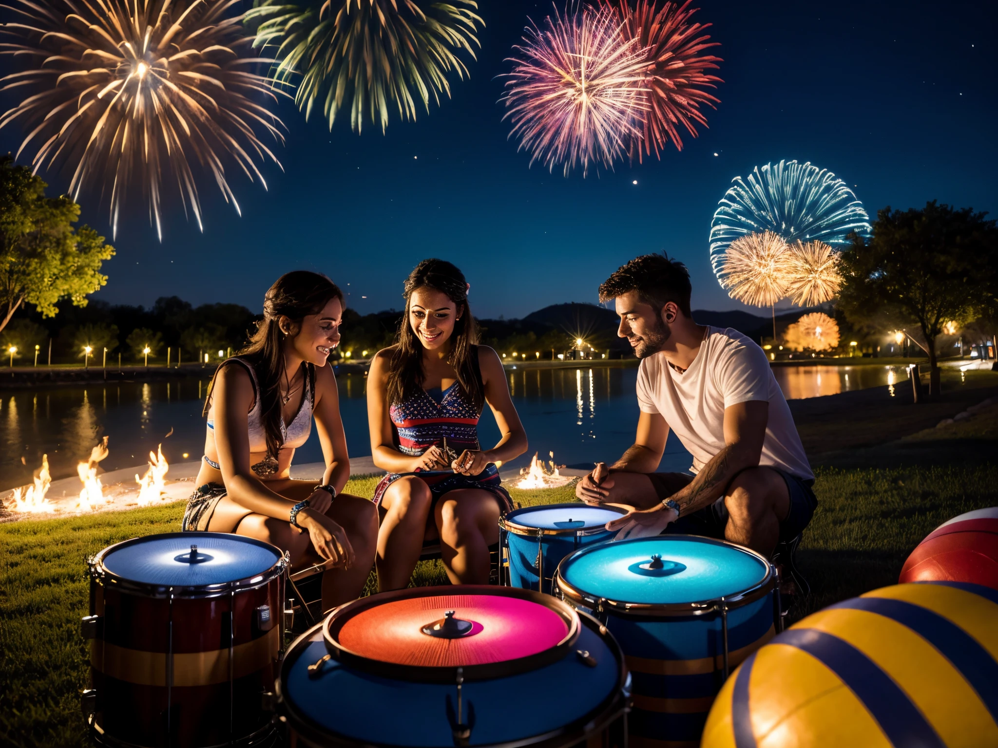 Picture a 4th of July drum circle where the beats synchronize with fractal patterns, creating a multisensory experience that celebrates the rhythm of freedom.