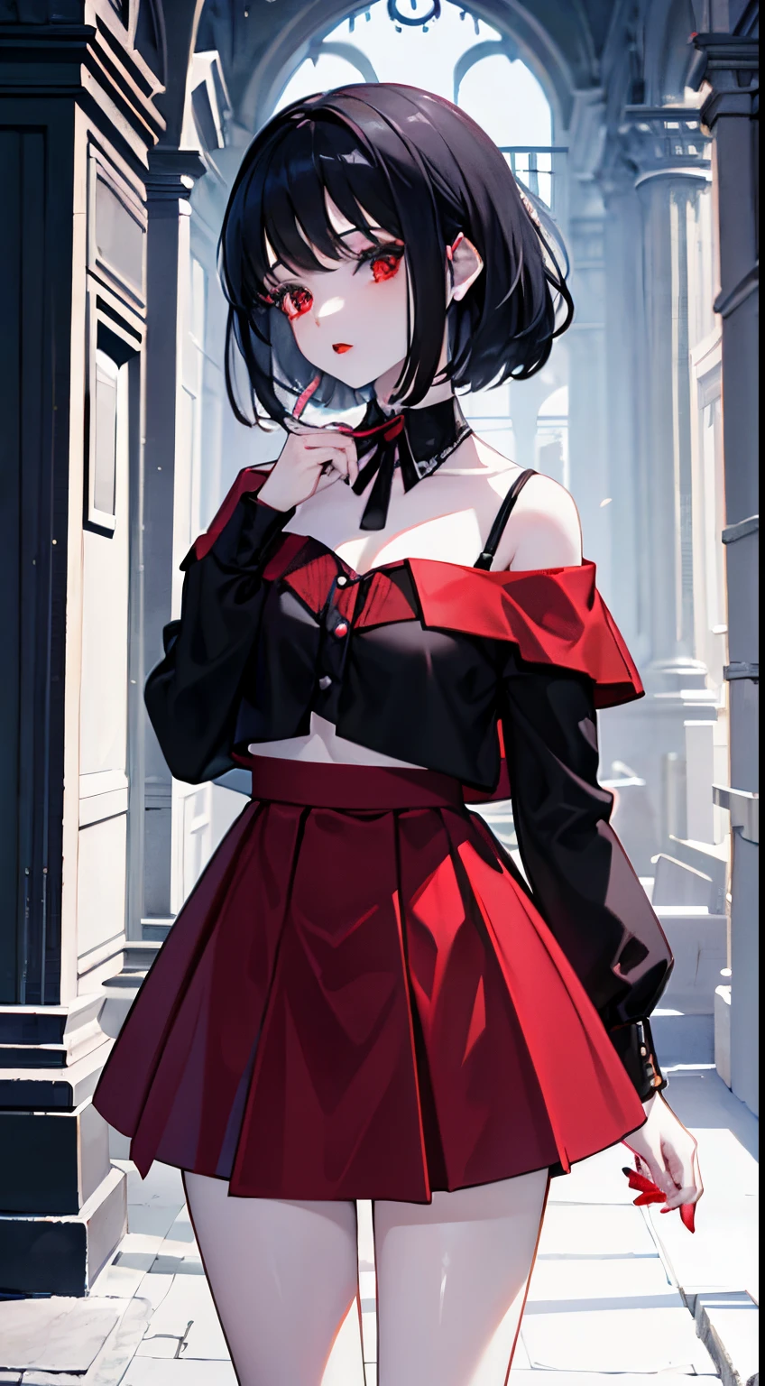 Girl, 18 anos, pale skinned,sangue, Black hair, red-lips, roupas pretas, seios grandes,linda