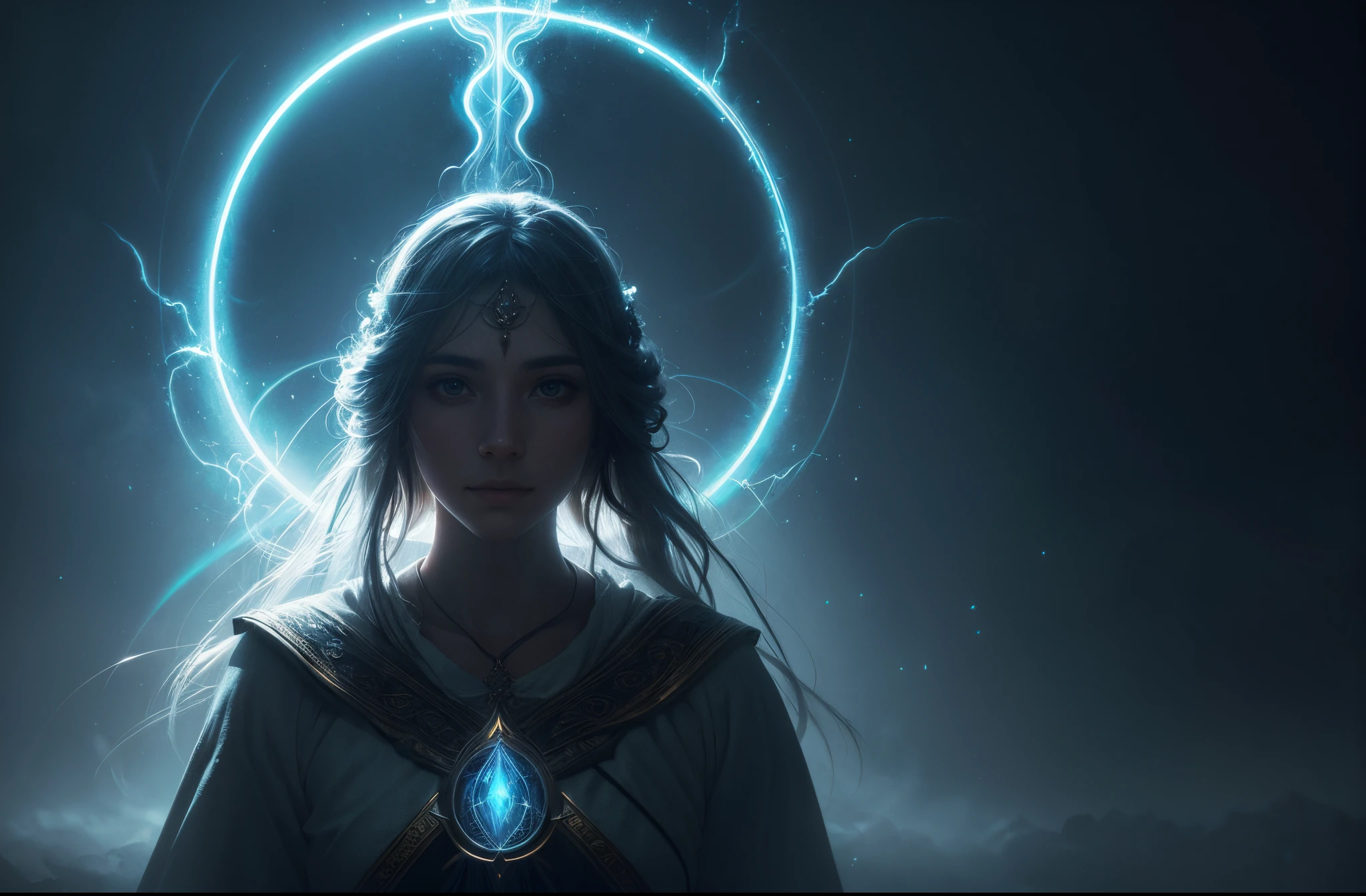 Servant of Light, epic photorealistic masterpiece, spiritual, mystical vibe, solo portrait, glow, volumetric fog, vibrant