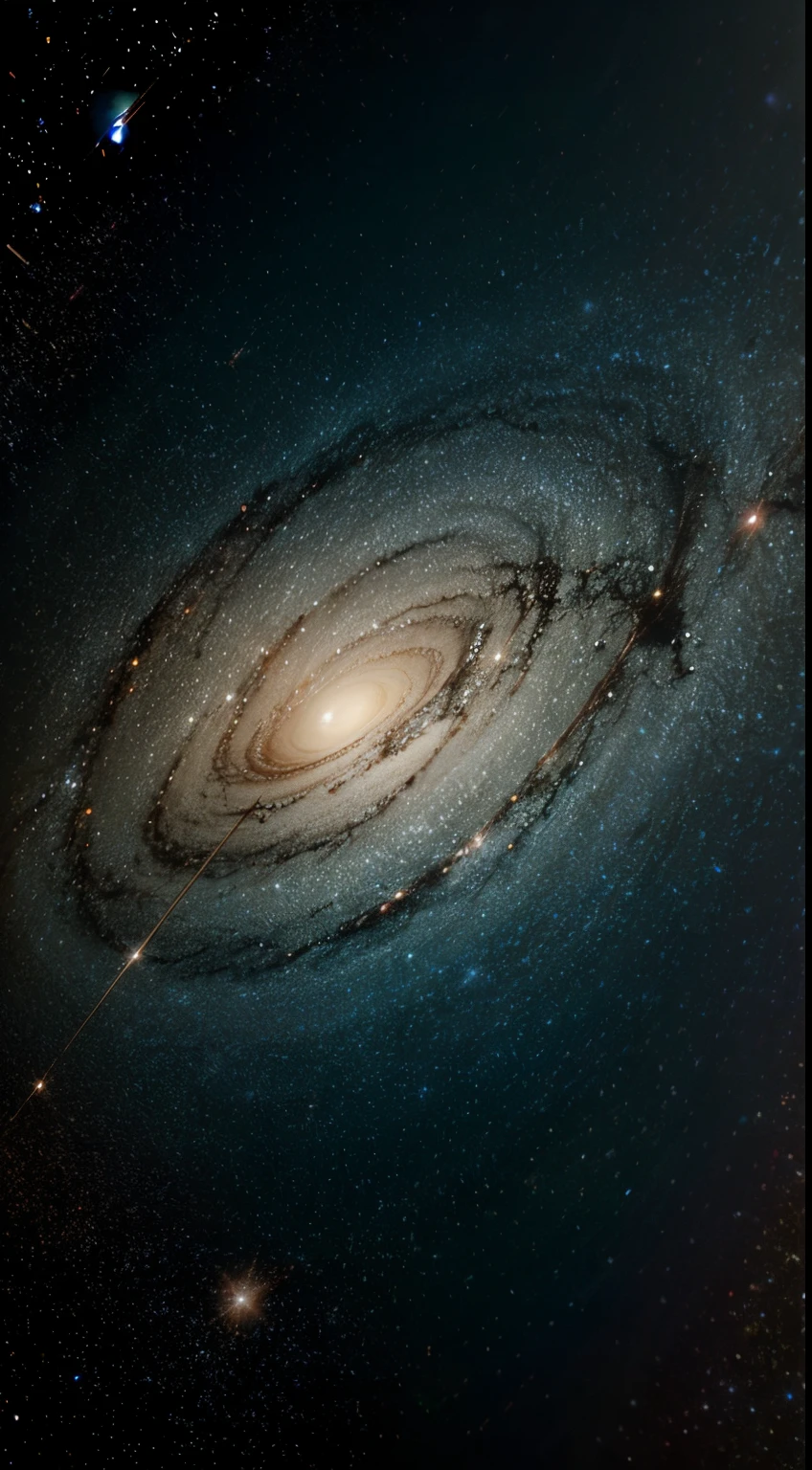 An artistic representation of the galactic center with swirling stars.