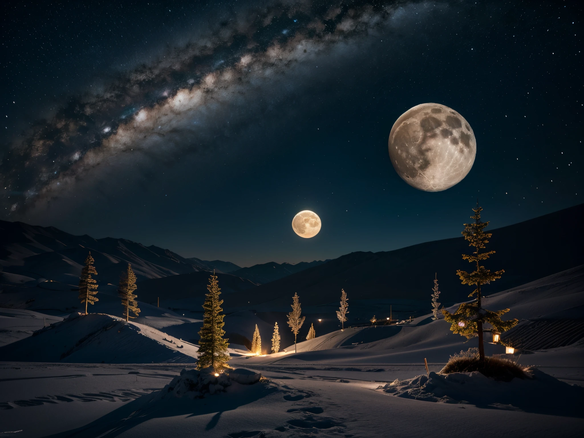 Picture a garden on the moon where 3D roses bloom under the soft lunar glow, with Cupid's arrows creating heart-shaped craters and fractal moonbeams illuminating the scene.