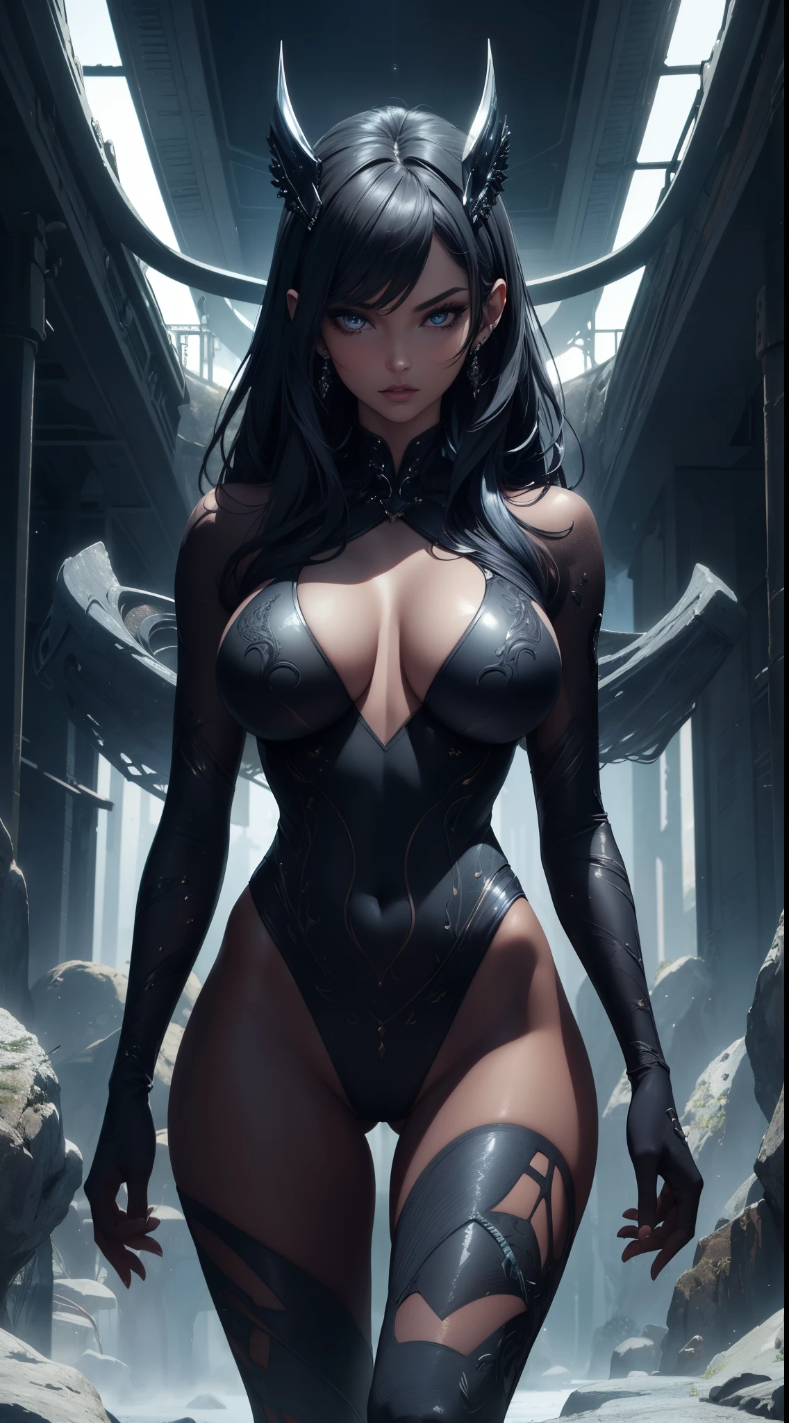 (best quality,4k,highres,masterpiece:1.2),ultra-detailed,realistic,sexy woman in a leotard,beautiful detailed eyes,beautiful detailed lips,long eyelashes,fit body,confident pose,sensual expression,exotic background,alien landscape,shimmering atmosphere,glimmering planet,unique flora and fauna,alien architecture,sculpted physique,fierce and alluring presence,striking beauty,harmonious color palette,dramatic lighting,elegant and seductive,impeccable style,high fashion,creative art direction,sci-fi concept,extraterrestrial allure,mesmerizing aesthetic