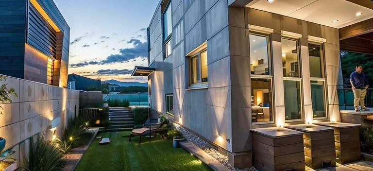 Falling water fountain, modern style