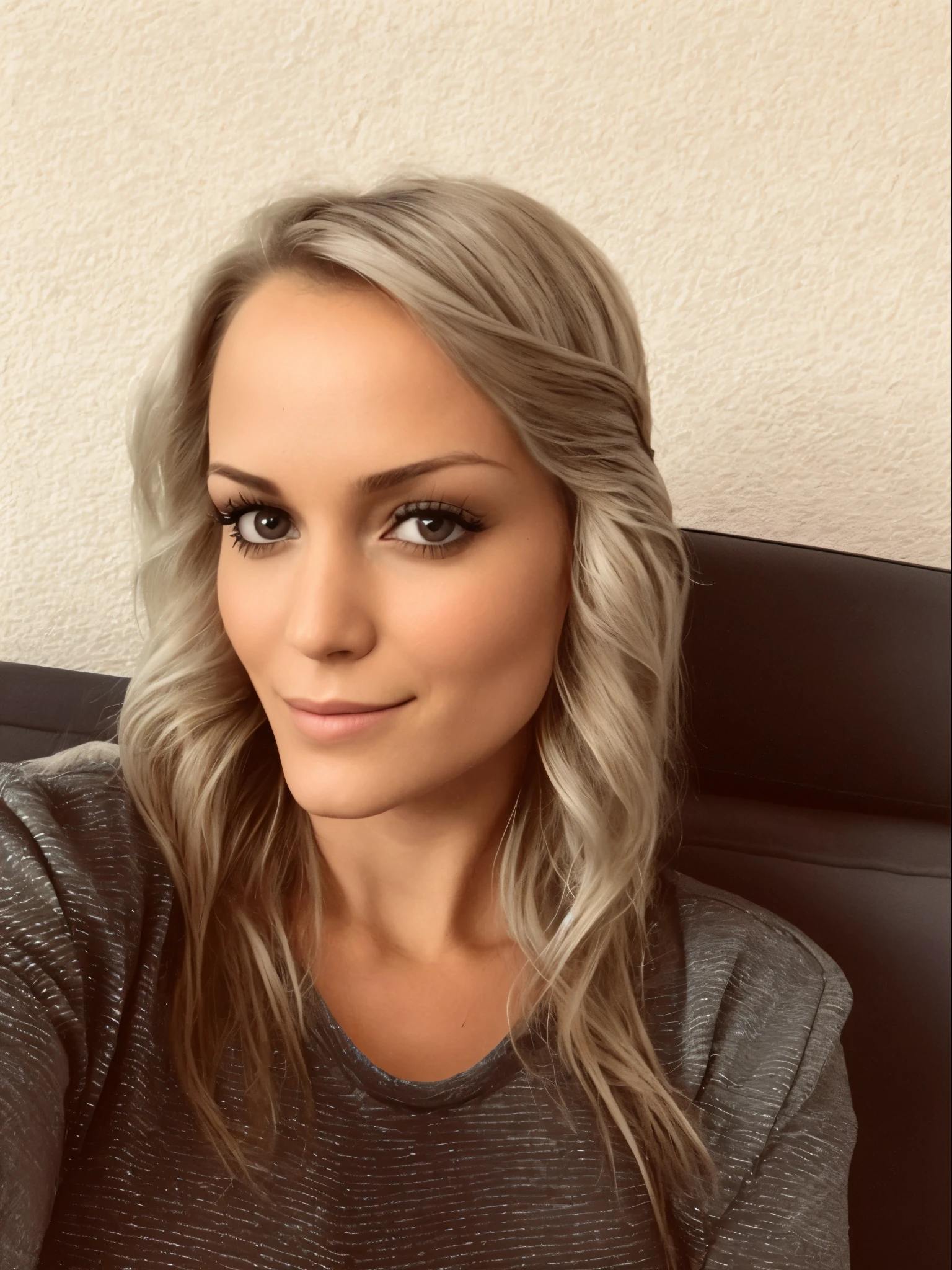 Use the face from the image for a woman in a black bikini with blonde hair. Realistische Amateur Aufnahme