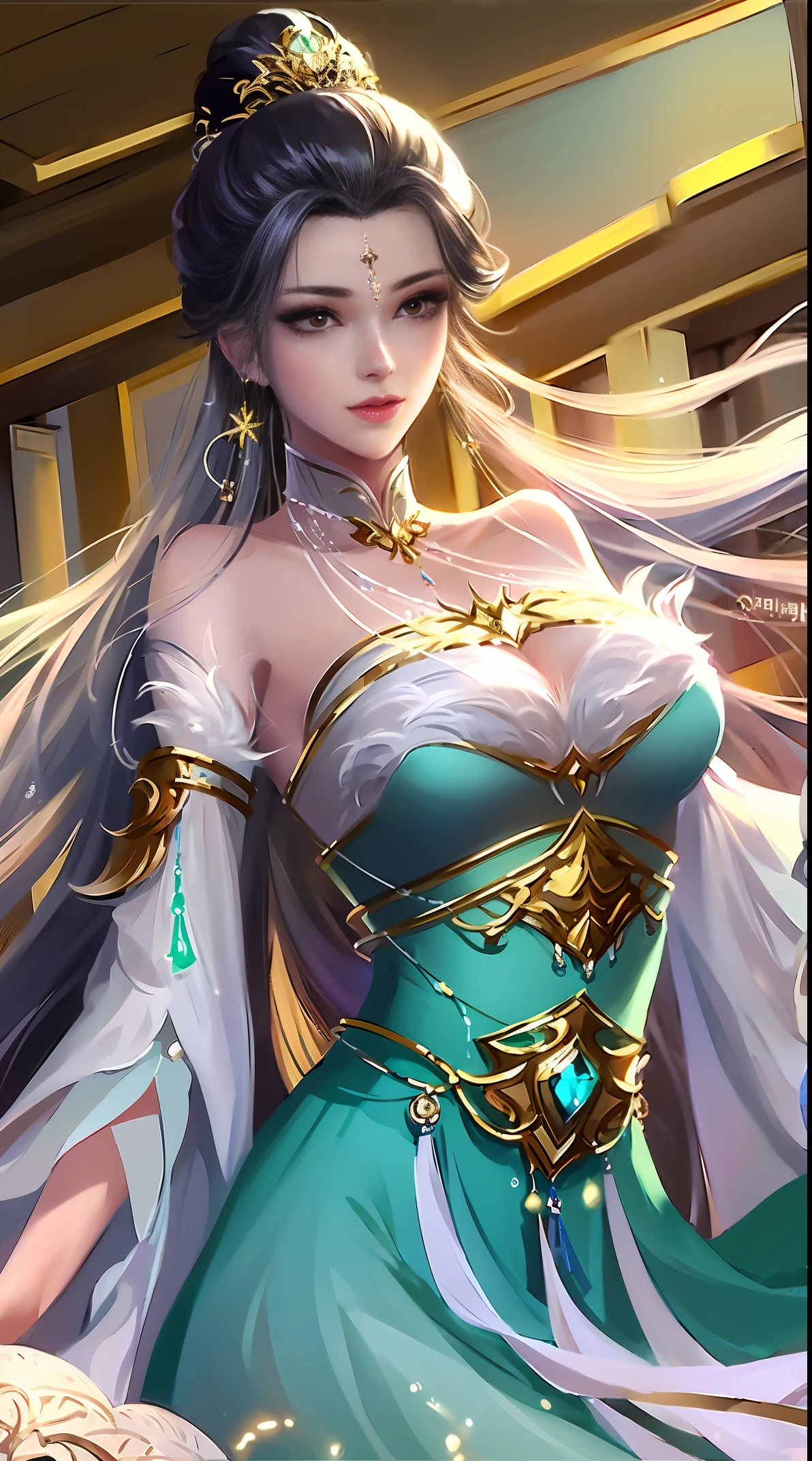 best qualtiy,tmasterpiece,Need,超高分辨率,16K,Super clear picture quality,realisticlying,Front lighting,Complicated detailquisitedetailsandtextures,1girll,独奏,Chinese architectural background,young,full bodyesbian,Facial highlights,Super detailed facial details,Whitish skin,Black color hair,hair adornments,hair-bun,Ji hair style,耳Nipple Ring,looking at viewert,largeeyes,Hanfu,Open abdomen,(Breast enlargement:C cup),slimfigure,Chinese courtyard,Beautiful surroundingest illuminate,softlighting,Vivid and bright,Graphics card rendering