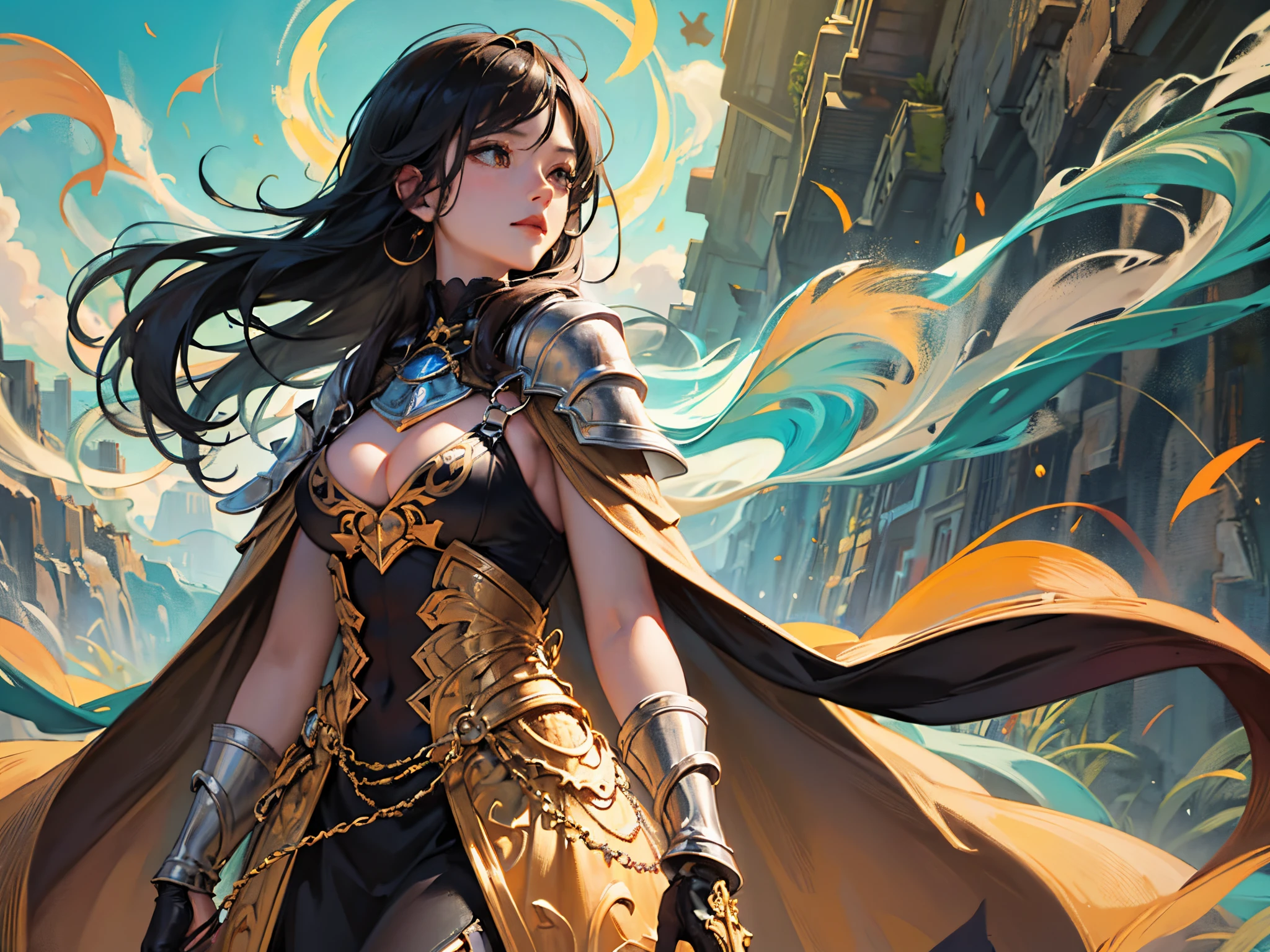 ((Finest quality)),(超A high resolution),(ultra-detailliert),(Meticulous portrayal),((Best Anime)),(Finest works of art),(Ultra-Precision Art),(The art of astounding depiction,Overwhelming depiction:1.5),(Complex and detailed fantasy art:1.6), Fantastical:1.5, (1female traveler:1.6),a cloak that wraps around the body:1.5,Hair disheveled in the wind:1.6, (the wind blowing from behind her:1.7)