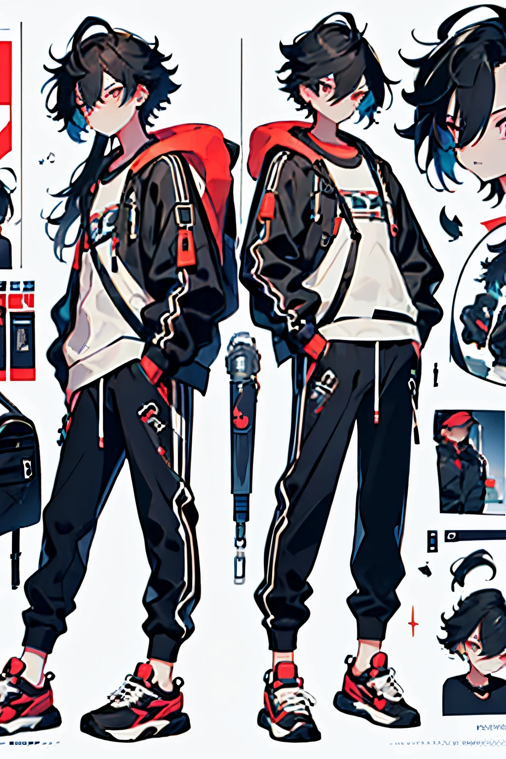 Girl, jogger pants, black pant, hands in a pocket, maquiagem, sombra no olhos, mp3, mochila, fundo branco, funco com graffits,