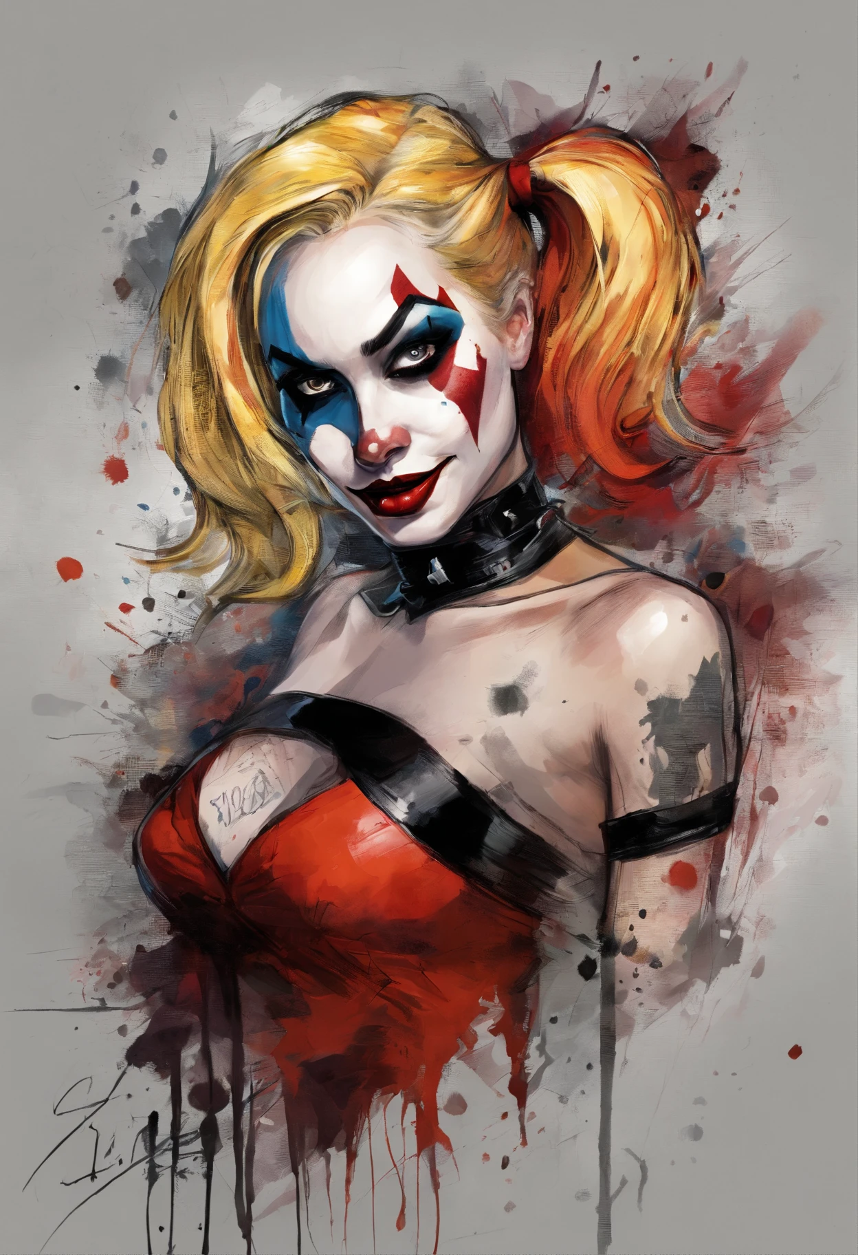 Harley Quinn, full colour illustration, J Scott Campbell style