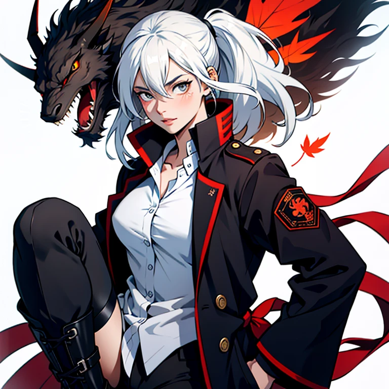 Emily and she a is a master swordsman she can move at a top speed of mach 2 and her quick draw is mach 4 her blade that was named the Yamato is a katana with a black blade and white scabbard the gard is two toned black and white the colors on the gard flow like ink on paper the sword was forged bye a forge master kitsune the blade quenched in dragon blood it now has a slight crimson sheen she where's black tac pants and leather boots of the same color but time has worn them a lighter shade for her uper body she wears a half tucked white button down shirt the top to buttons unfastened and a coat a long black trench coat with a red inlays the kanji for yin and yang written in white on it's back her eyes are a piercing dark blue that you feel if you looked to long into them you'd drown her lips untouched by makeup a small scar on the bottom left of them her hair light brown like autumn leaves and if it were not for the aura of power she gave of almost everyone would agree on here being a hidden gem in terms of beauty.