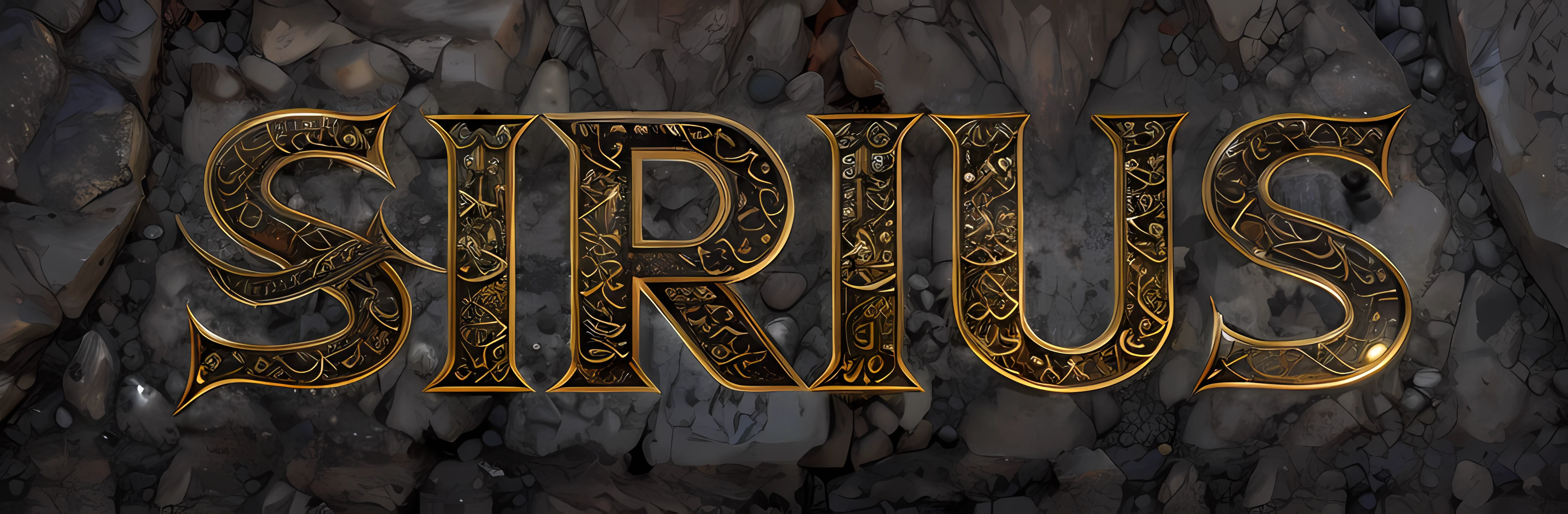 um close de um texto dourado sobre um fundo preto, overlaid with Arabic text, Runic, Arabic calligraphy, Arabic calligraphy, sirius, Islamic calligraphy, caligrafia, virtude, Druidic speech, [sirius], Runic words, Hurufiyya, Discurso, album, Directed by: Kurt Roesch, inspired by Abdullah Gërguri, Letras de ouro, detalhes bem definidos e nitidos