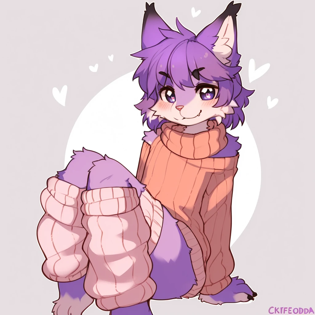 adult, feline, mammal, anthro, anthromorphic, snow, leopard, striped_feline, fur, furred_anthro, fluffy_tail. femboy, male, bangs, ear_tufts, blue_nose, blue_fingers, hair_tuft, hair_between_eyes, short_tail, fluffy, feline_ears, expressive_eyes, purple_hair, light looking_at_viewer, legs, legs_visible, thighs, blue_paws, blue_fur, shy, small_pupils, spotted_pattern, stripes, tail, tail_connected_to_body tiger_stripes, digital_art, high_resolution, high_res, tealblue_background fit, thigh_high, thigh_high_socks, blue_thigh_high_socks, light_blue_and_white_striped