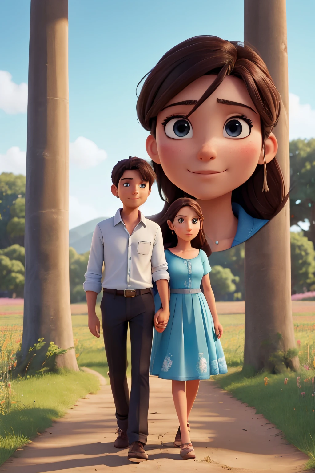 There is a man and a woman taking a selfie in a field, Imagen de perfil, Sakimichan y Frank Franzzeta, Magali Villeneuve y Monet, 8k selfie photograph, inspired by Glòria Muñoz, Retrato de dos personas, foto de perfil, Foto tomada en 2018, reddit post, Imagen de avatar, Retrato de pareja, pareja