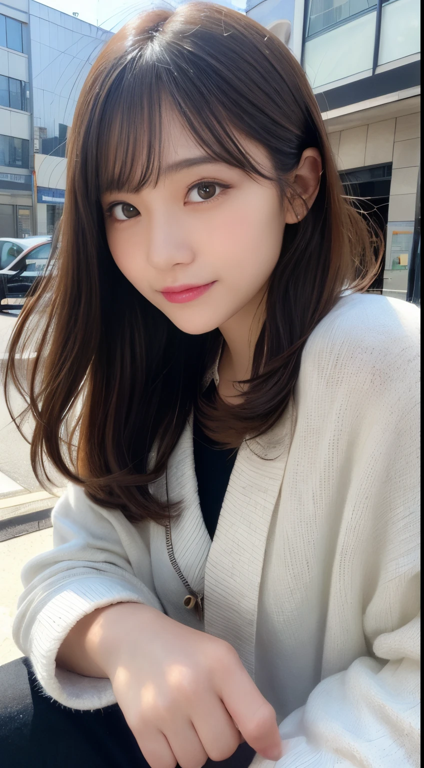 real looking skin,finely detail, hight resolution, hightquality、Perfect dynamic composition, Beautiful detailed eyes, Medium Hair, small tits、Natural Color Lip,Kamimei、Shibuya、20 years girl、1 persons、Transparent skin、Glowing hair、masutepiece, Best Quality, Illustration, Ultra-detailed, finely detail, hight resolution, 8K、The correct state of the human body、crouching down、A smile,Hair soaring in the wind,Thick,Winters,kou,Temperature 0°C,(Cheers)、(wining)