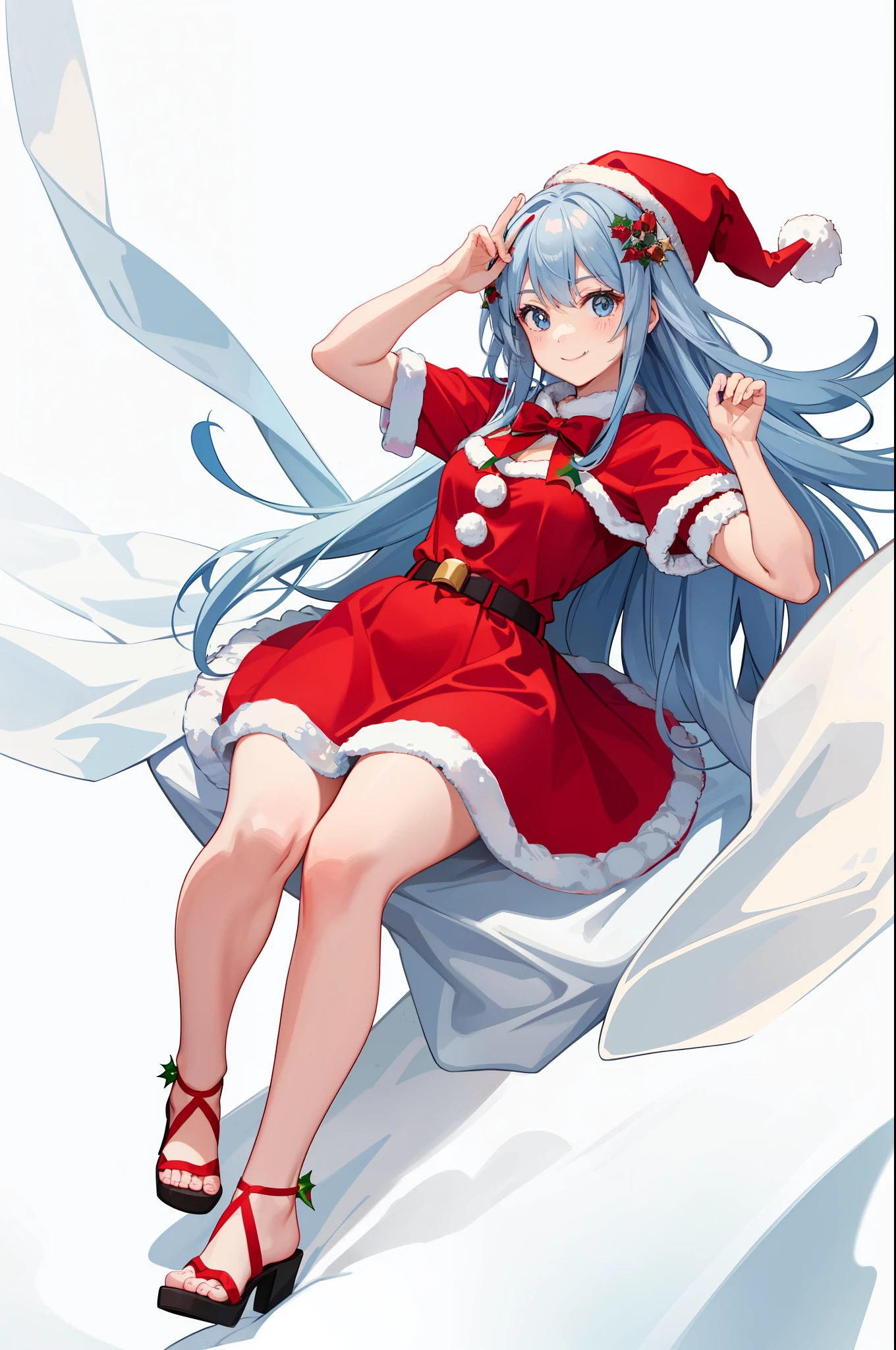 1girl in、A smile、Joyful Christmas、santa claus、cute little、Santa Claus Costume、