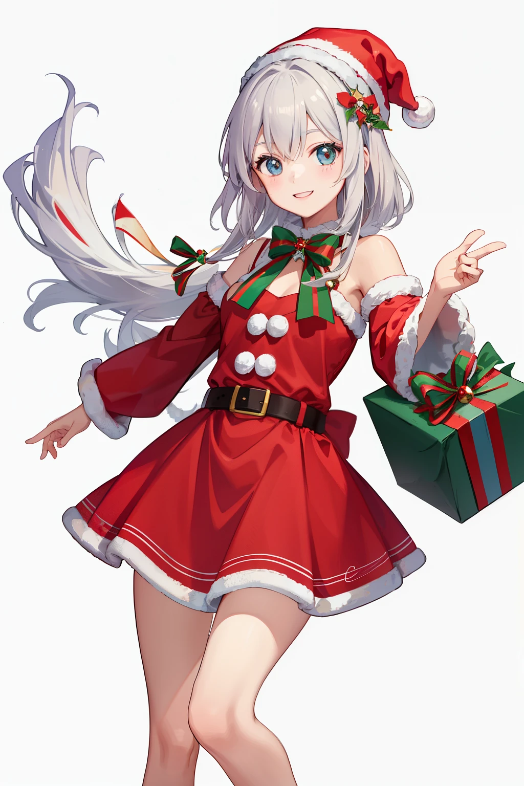 1girl in、A smile、Joyful Christmas、santa claus、cute little、Santa Claus Costume、