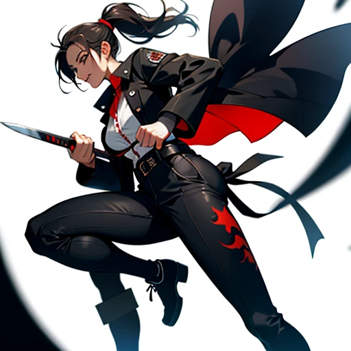 Emily and she a is a master swordsman she can move at a top speed of mach 2 and her quick draw is mach 4 her blade that was named the Yamato is a katana with a black blade and white scabbard the gard is two toned black and white the colors on the gard flow like ink on  the sword was forged bye a forge master kitsune the blade quenched in dragon blood it now has a slight crimson sheen she where's black tac pants and leather boots of the same color but time has worn them a lighter shade for her uper body she wears a half tucked white button down shirt the top to buttons unfastened and a coat a long black trench coat with a red inlays the kanji for yin and yang written in white on it's back her eyes are a piercing dark blue that you feel if you looked to long into them you'd drown her lips untouched by makeup a small scar on the bottom left of them her hair light brown like autumn leaves and if it were not for the aura of power she gave of almost everyone would agree on here being a hidden gem in terms of beauty.