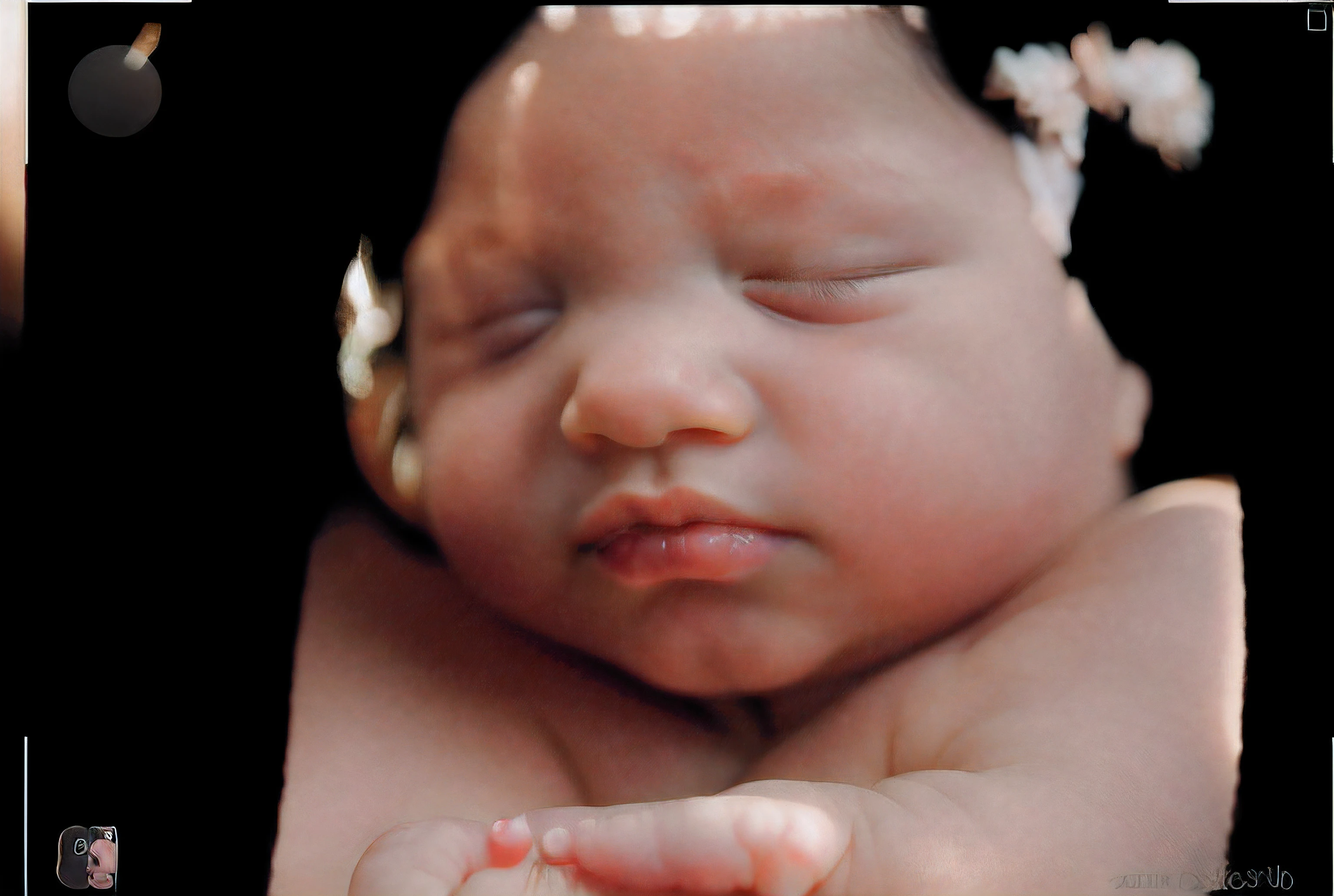fix lip, portrait, sleeping baby, fetus, inside womb, rosy face, hd, realistic, cute, baby girl, 8k, uhd, high quality, sharp focus, he composition beautiful rich and bright