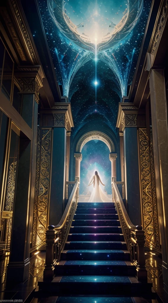 (best quality,4k,8k,highres,masterpiece:1.2),ultra-detailed,(realistic,photorealistic,photo-realistic:1.37),impressive staircase,beautifully detailed stairs,grand staircase with intricate designs,ethereal atmosphere,vivid colors,soft lighting,mesmerizing architecture,surreal scene,evocative,artistic,concept artists,unique perspective,stairs leading to the sky,celestial transcendence,floating steps,ascending into the heavens,cosmic energy,otherworldly feel,majestic pillars,golden accents,celestial light rays,dreamlike ambiance,heavenly patterns,airy composition,luminous tones,serene and peaceful atmosphere,heavenly architecture,wondrous celestial heavenscape,dimensional perspective,colorful celestial stairway,ethereal expanse,fantastical realm,mythical journey through the clouds,spectacular celestial realm,heavenly ascent into the unknown,enchanting celestial gateway,awe-inspiring descent into the heavens,staircase to the divine realm,lavish celestial staircase in vibrant hues,celestial symphony of colors,celestial staircase of infinite beauty,celestial passage of serenity,luxurious celestial staircase leading to unknown wonders,colossal celestial staircase leading to a world beyond imagination,heavenly realm blending reality and dreams.

auxiliary guidance：
- Description of Himmels Treppe（Ladder to the Sky）details and features，Detailed descriptions can be used。Like what：beautifully detailed stairs（Beautifully detailed staircase）、grand staircase with intricate designs（Intricately designed grand staircase）、mesmerizing architecture（Charming building）、ethereal atmosphere（Ethereal atmosphere）、vivid colors（vivd colour）、soft lighting（gentlesoftlighting）and more。
- Emphasis on picture quality（best quality,4k,8k,highres,masterpiece:1.2, ultra-detailed, realistic,photorealistic,photo-realistic:1.37）。
- Describe the artistic style of the picture（concept artists）and color and lighting effects。
- Use some adjectives and verbs to add some emotion to the picture (evocative, artistic, unique perspective, ethereal expanse, enchanting celestial gateway)。
- Add some words related to the sky and the universe（cosmic energy, celestial light rays）and words related to mystery and fantasy.（fantastical realm, mythical journey, world beyond imagination）。
- Try to make the generated images have a floating feeling and grandeur（floating steps, ascending into the heavens, majestic pillars）。
- Mentioned detailed picture quality（ultra-detailed）and charming colors（vivid colors）to attract users。
- Make the picture feel like a heavenly atmosphere and a mysterious feeling。

Please note，The last sentence should use full-width punctuation marks &quot;。&quot; to end。Please ensure that the output prompt is exactly the same as the original text，Include capitalization and punctuation。