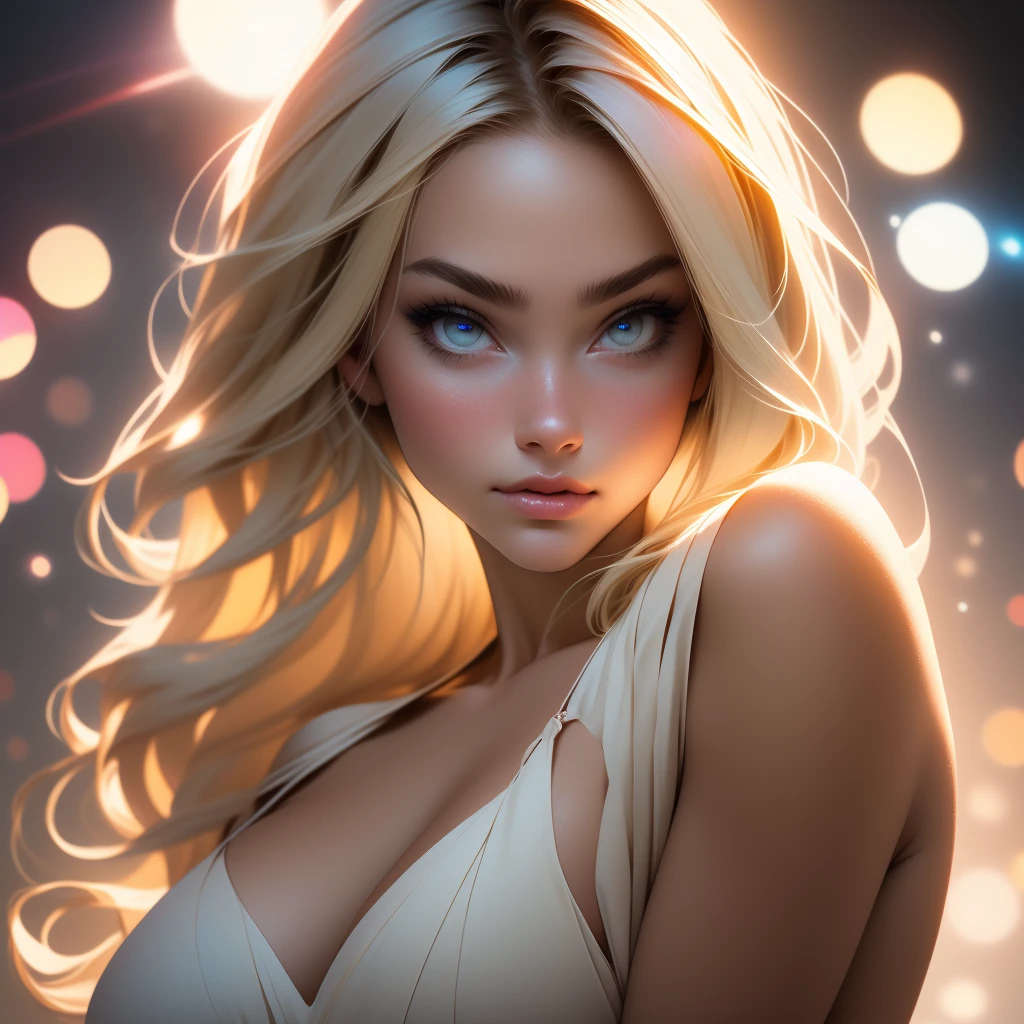 nsfw:1.5,masterpiece, best quality, high quality, high definition, high quality textures, high quality shadows, high definition, beautiful detail, highly detailed cg, detailed textures, realistic representation of faces, realistic, colorful, delicate, cinematic lights, side lights, lens flares, ray tracing, sharp focus, (1girl, __focus__:1.3), ( Intricate details, Makeup, PureErosFace_V1:0.5), (Delicate face beautiful with details, Delicate eyes beautiful in detail, Perfect face proportions, dense skin, optimal ratio of four fingers and one thumb, arms under chest, large breasts, wide hips, smooth upper abdomen, lean, dress, blonde:1.3), laying on the bed, lookink back