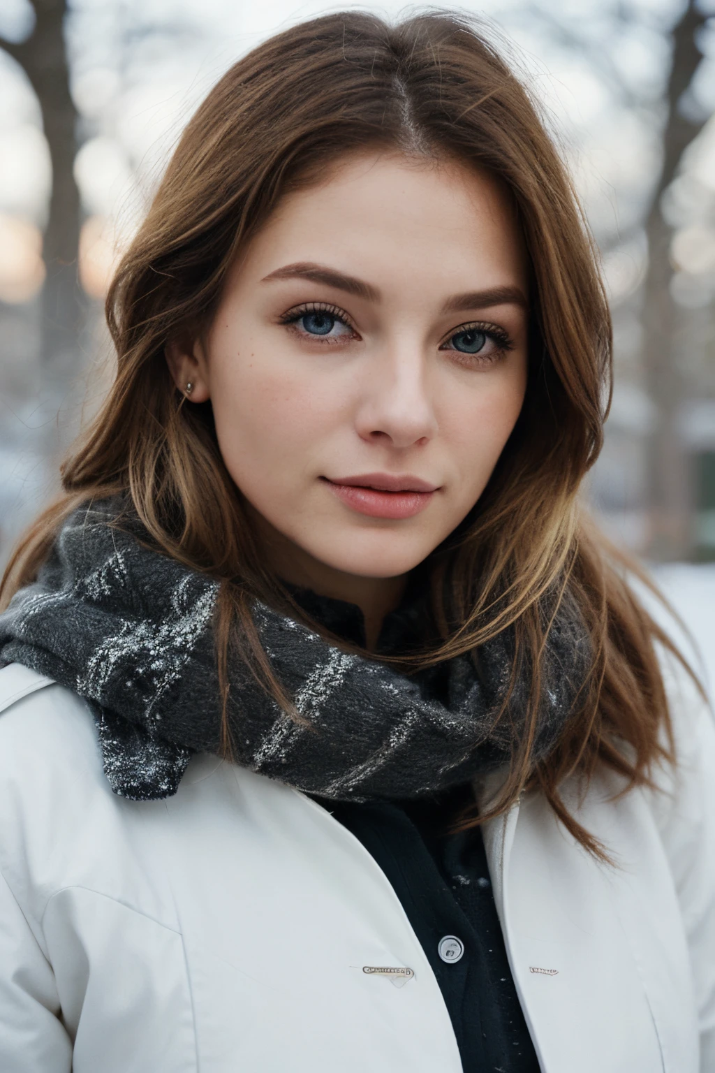Woman luxury, blond, auropean, in winter