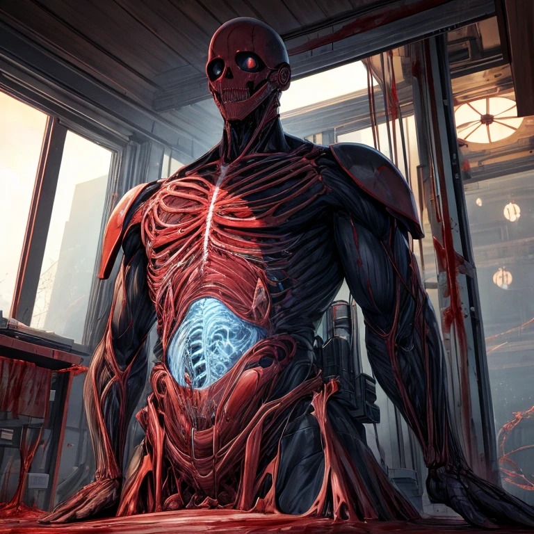 AnatomicTech ,blood vessels, scifi 
house on a hill