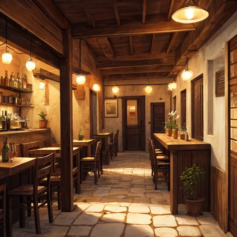 Obra-prima, melhor qualidade, arte altamente detalhada, taverna medieval, 8k, taverna rpg