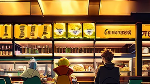 Butters Stotch and Desco are eat Nacho Cheese Fried Chicken on Restaurant, Art By Kim Sujeong, Center by Peter Jian