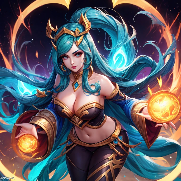 Qiyana de League of legends, nu, Peitos grandes, bunda grande