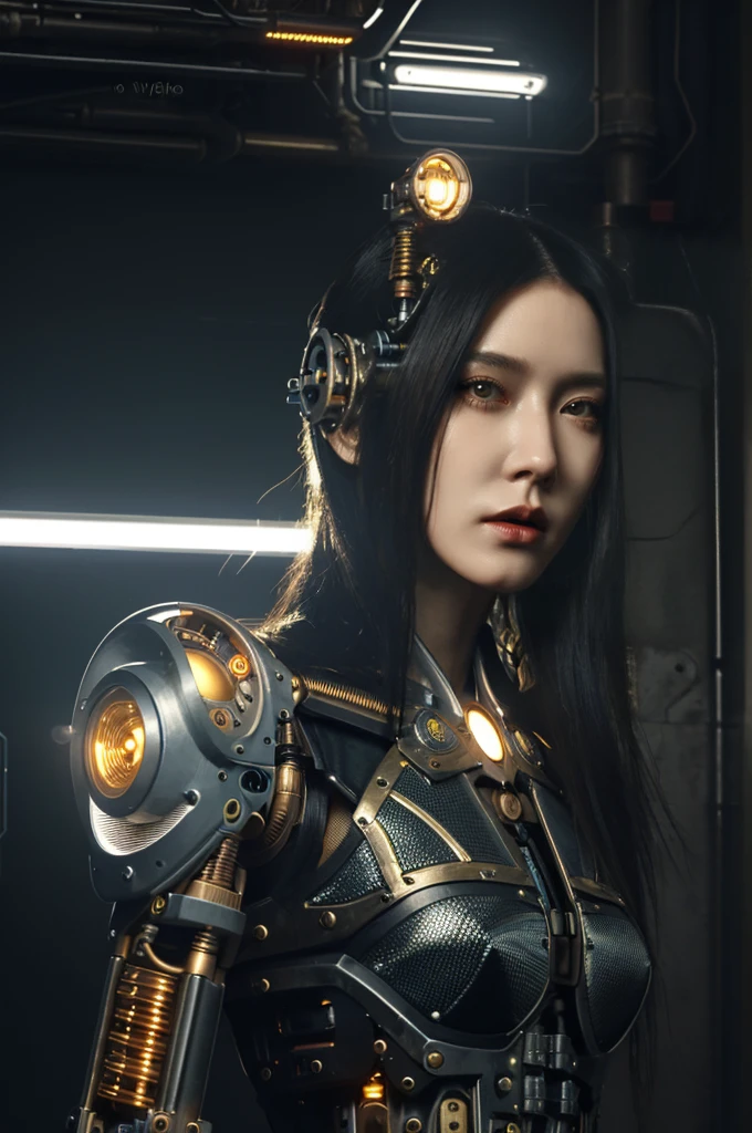 full body cyborg| full-length portrait| detailed face| symmetric| steampunk| cyberpunk| cyborg| intricate detailed| to scale| hyperrealistic| cinematic lighting| digital art| concept arjrny-v4 style