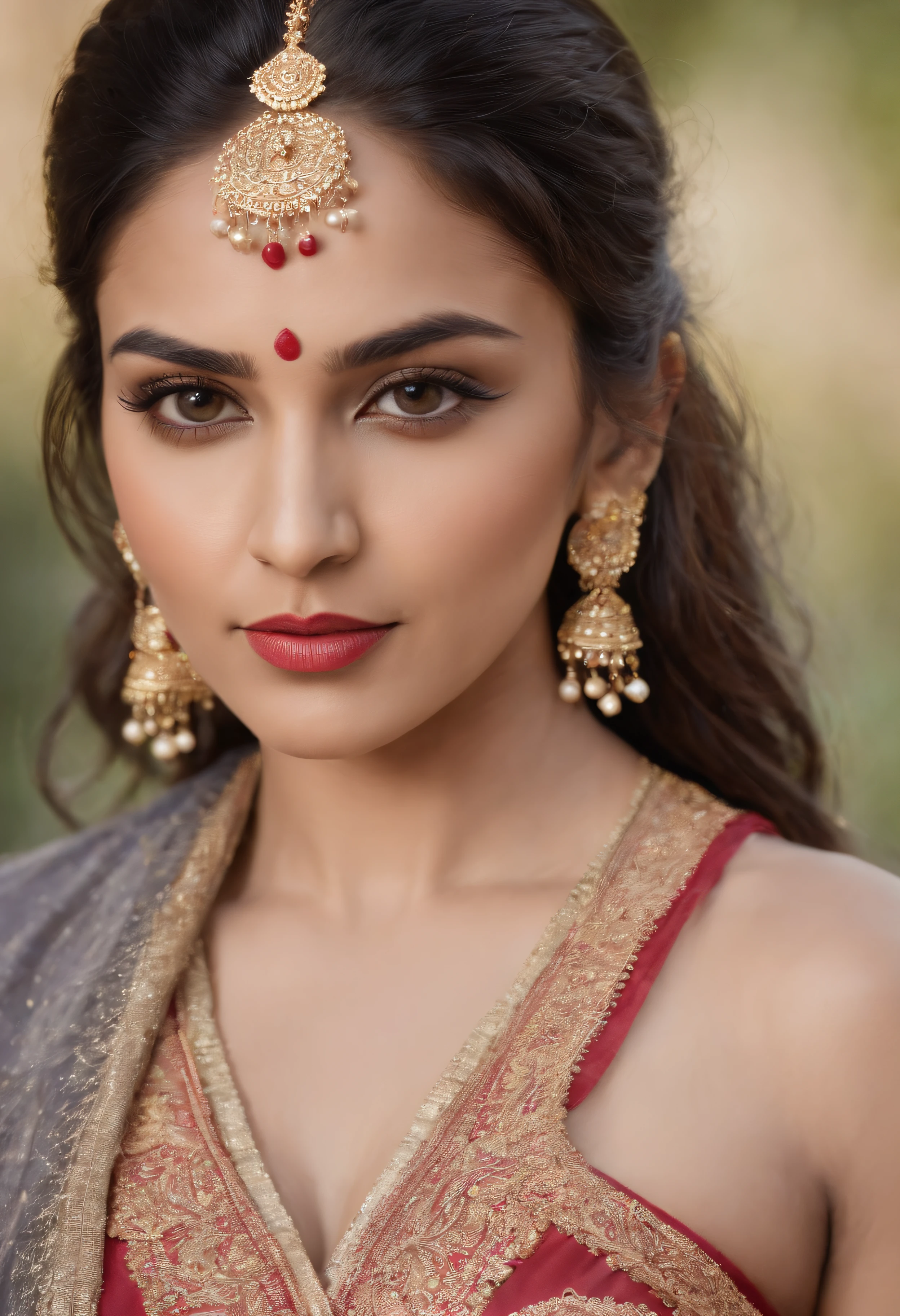 a 40-45 year old woman in a sport outfit posing for a picture, indian goddess, traditional beauty, indian, beautiful goddess, ornate , indian style, indian super model, beautiful maiden, gorgeous woman, south east asian with long, provocative indian, gorgeous beautiful woman, intricate outfit, hindu aesthetic, beautiful asian girl, extremely detailed goddess shot, jaw-dropping beauty, big boobs