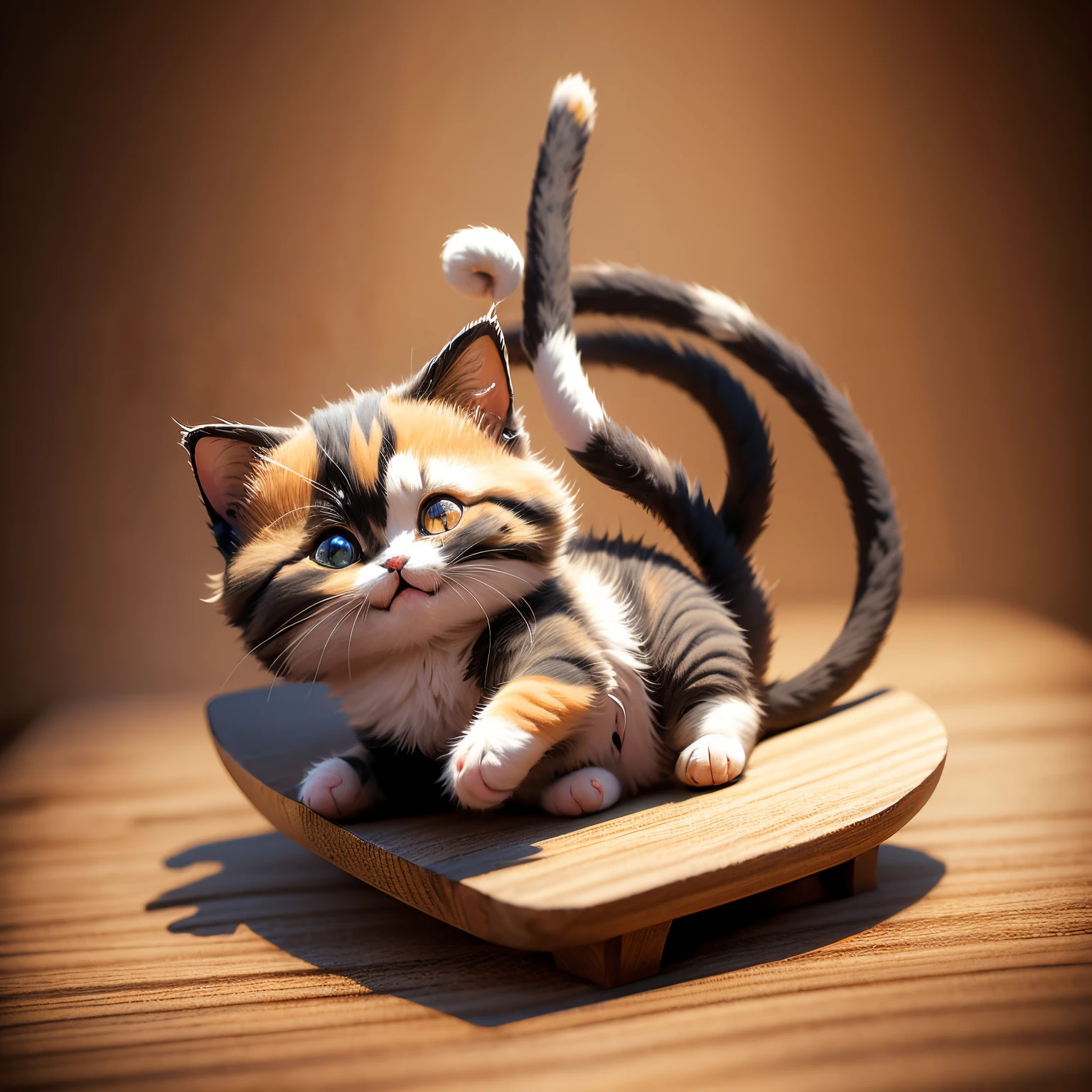 ​masterpiece、top-quality、ultra-detailliert、(Chibi Chara Calico Cat:1.27),(180 degree leg opening:1.3),Chibi Living,