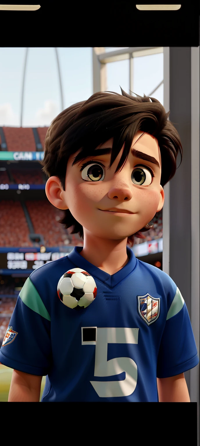 A young football fan, don't change your hair and don't make it cross-eyed