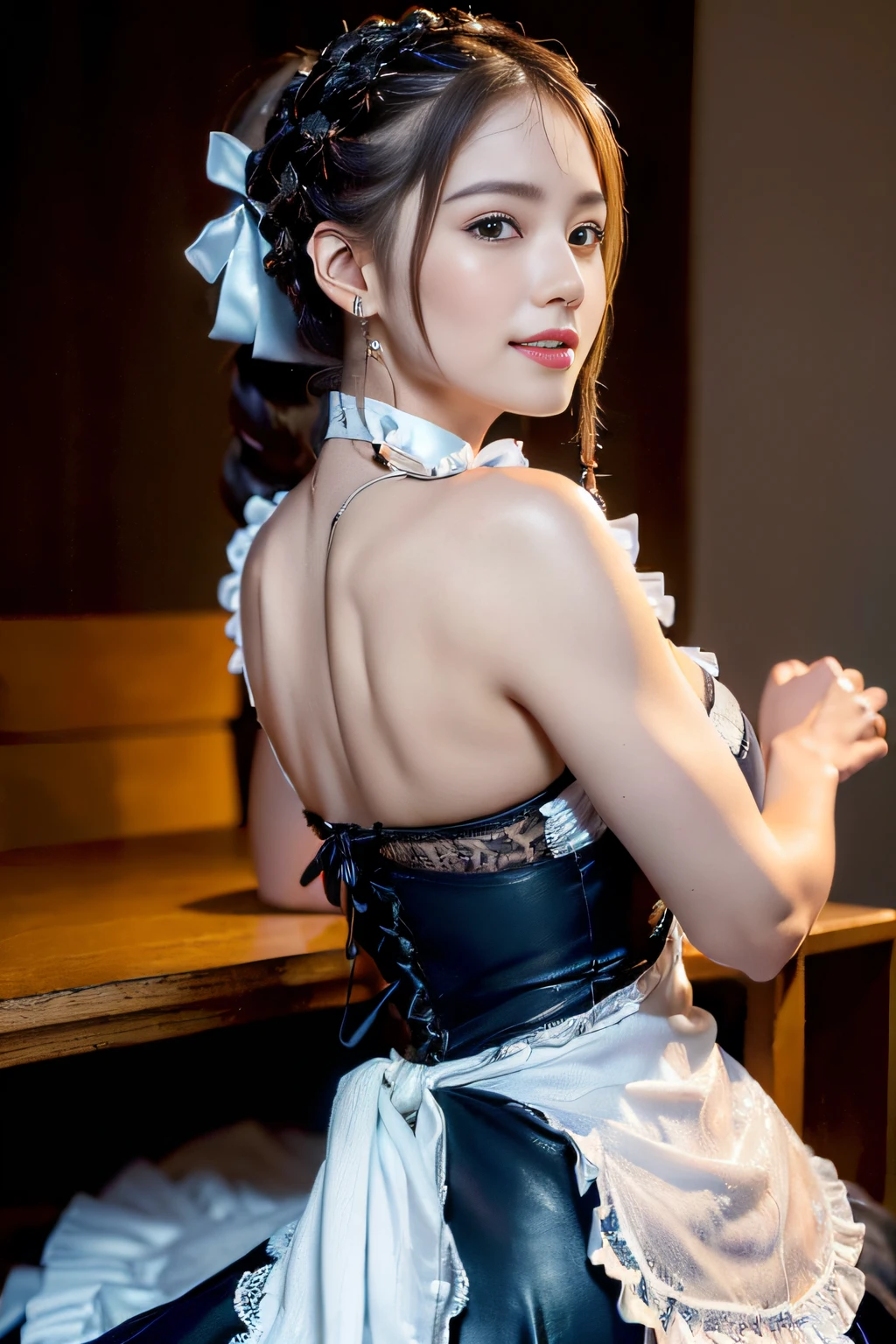 ((In a naked apron、Raise your hand to show your armpits、Show underarms、Ultra-realistic armpits、Armpit、Navel、Detailed armpit wrinkles、Detailed armpit pores、Realistic armpit skin、Black armpit skin、Black armpits、armpit pose、The front door is open、gazing at viewer、smil、Full body armpits standing facing the viewer、Show both armpits、In a naked apron、Stand straight facing the front、Show armpits、Stand at the front door of the house、Watched over by a pizza delivery man、Stand in front of the delivery man at the front door of your house)), (illustratio), (hight resolution), (8K), (ighly detailed), (The best illustrations), (armpit pose、Raise your hands in a bare apron to show your armpits、beatiful detailed eyes), (top-quality), (ultra-detailliert), (masterpiece), (wall-paper), (详细的脸、red lipsticks), (A smile、((40 years,red lipsticks,femele,Show realistic armpits))、Brown hair,high-ponytail Hairstyle,((Wear only an apron、Show the navel、Show armpits)), japanes,(Slim body、Small)
