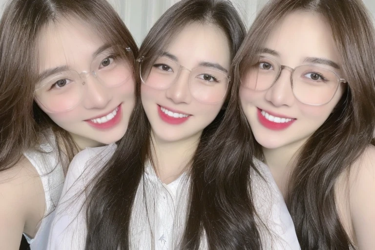 ((top-quality、8K、masterpiece:1.3))、3 girls、selfee、Long、onepiece、A slight smil