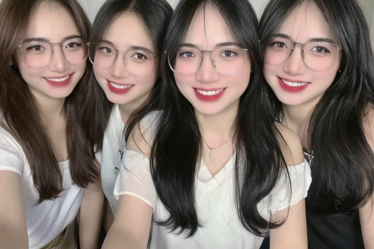 ((top-quality、8K、masterpiece:1.3))、3 girls、selfee、Long、onepiece、A slight smil