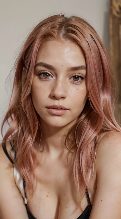 Realistic photo of beautiful woman with pink hair, hair roots slightly faded, spanish, influencer, light freckles, light brown eyes, no makeup, instagram
Magnus
