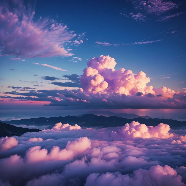 Purple clouds, beautiful landscape