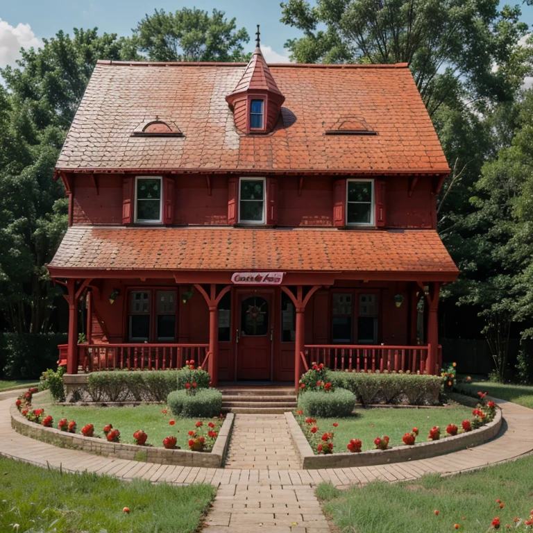 A big strawberry shortcake house