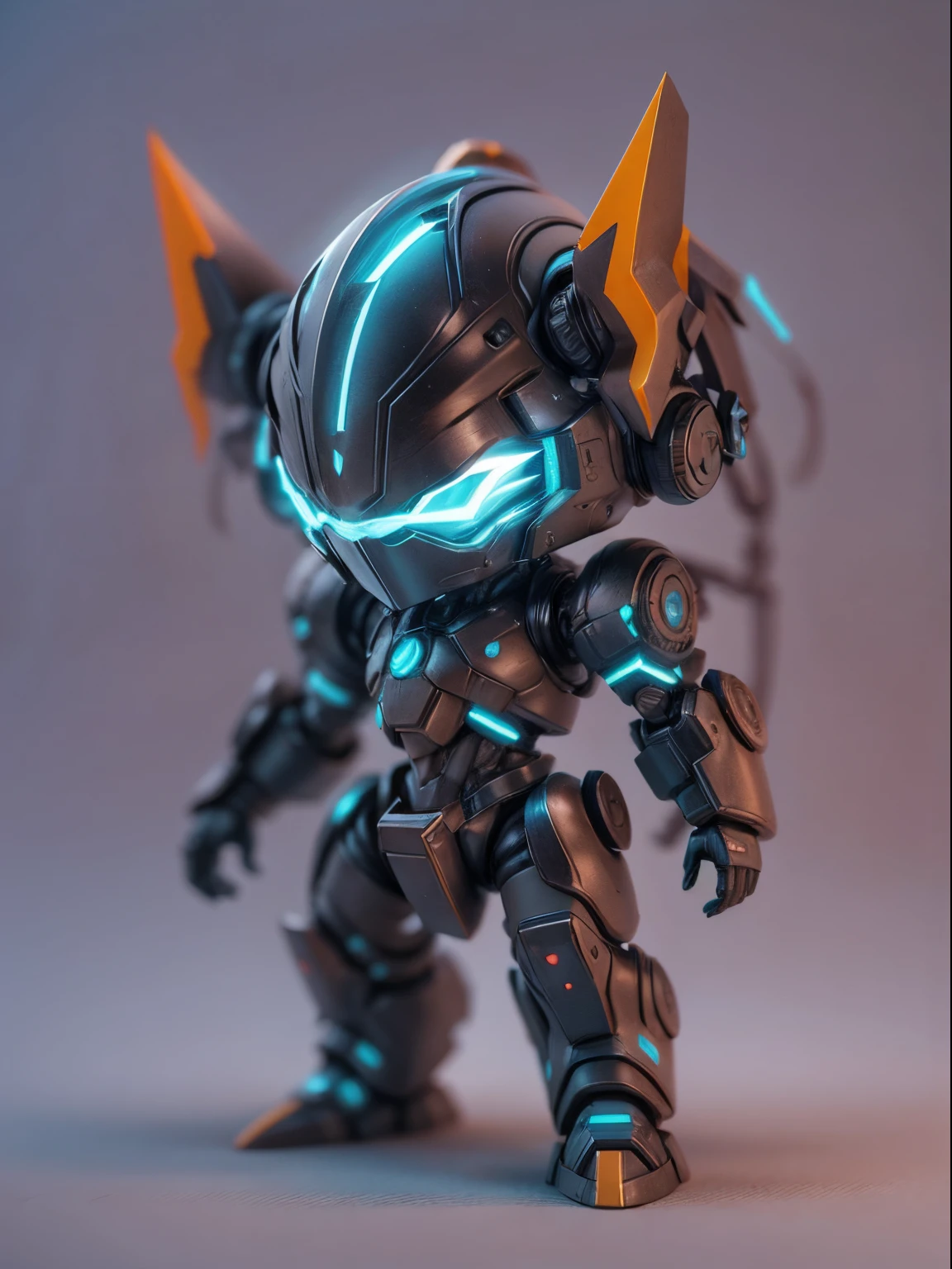 (Blind box toy style:1.2), (Full body shot) , 1 cute strong metal mage, Metal mech,Metal opaque helmet, cyber punk perssonage, dreamy glow, Clean, Black draft,red and blue style, ( Global illumination, Ray traching, hdr, unreal render,reasonable design, high detal, Masterpiece, Best quality, hyper HD, Cinematic lighting)(salama),(Rich posture shapes)