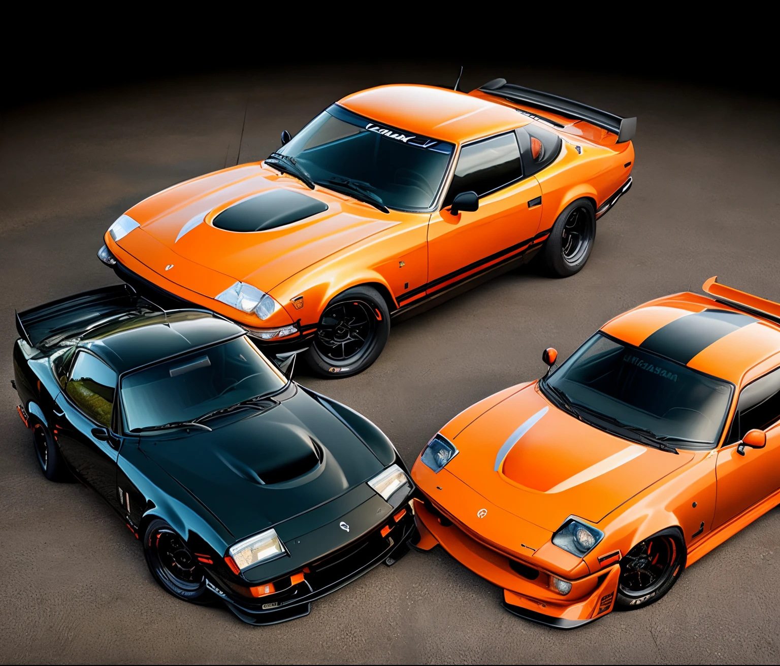 Nissan Fairlady Orange And Black Decals