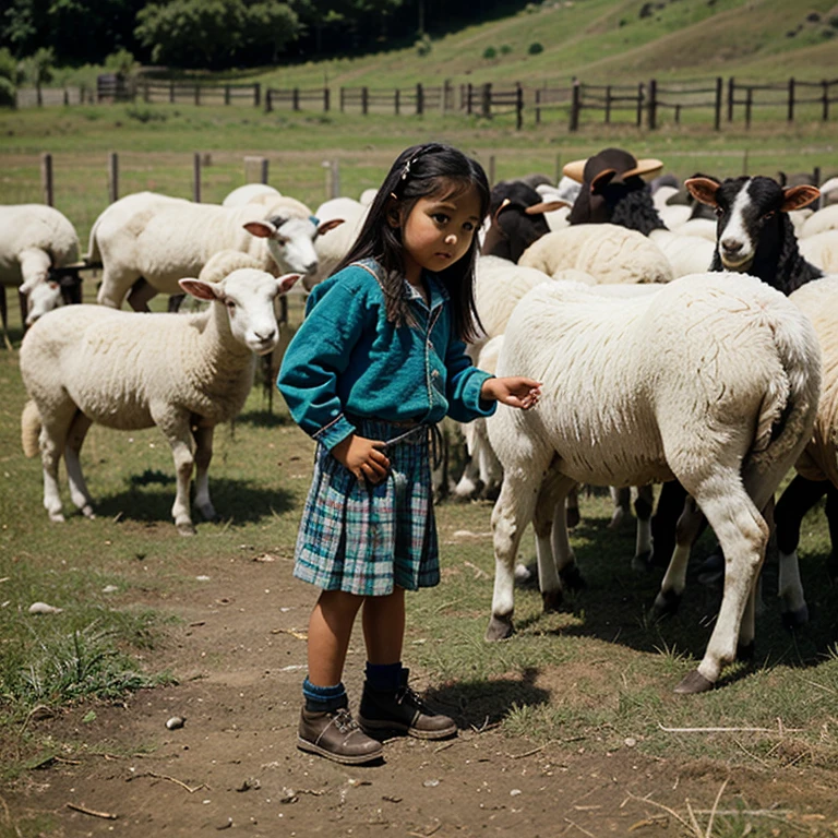 Guatemalan girl herding sheep