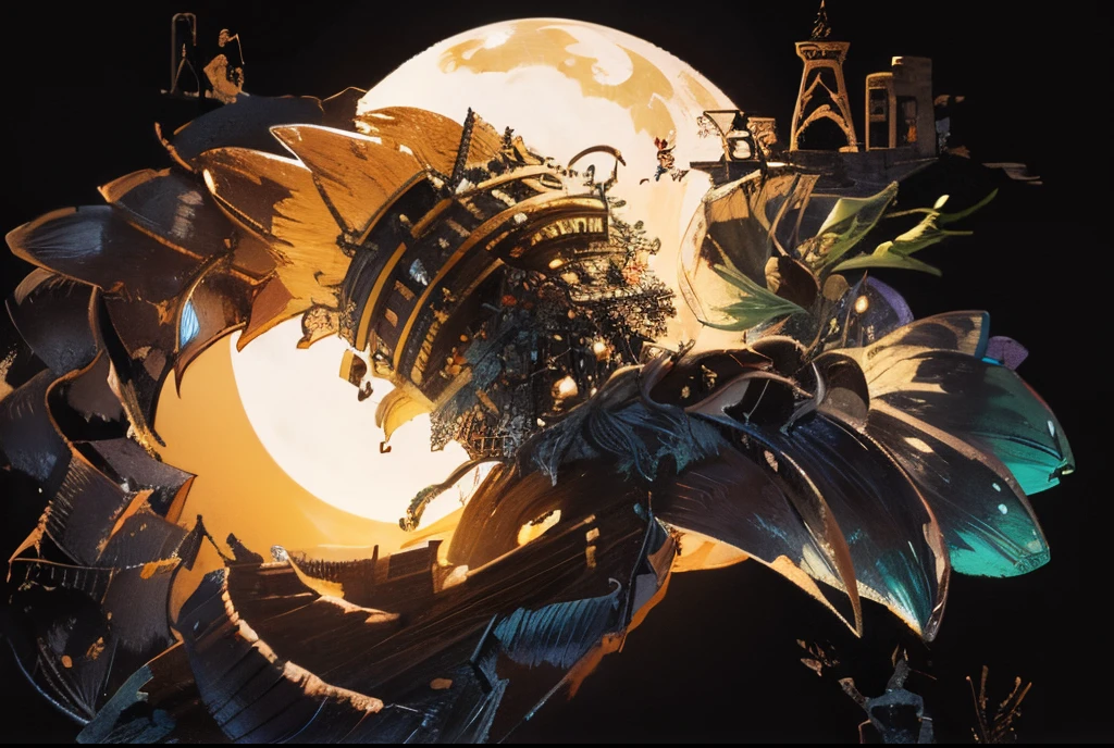 Best Quality、Focus on scale、Dynamic and deep expressive power、Whitehead、The body is dark brown、long and thin bamboo shoots、Caterpillar and bamboo shoot mutants、an ancient creature、cthulhu mythos、A huge collapsed building can be seen in the background...