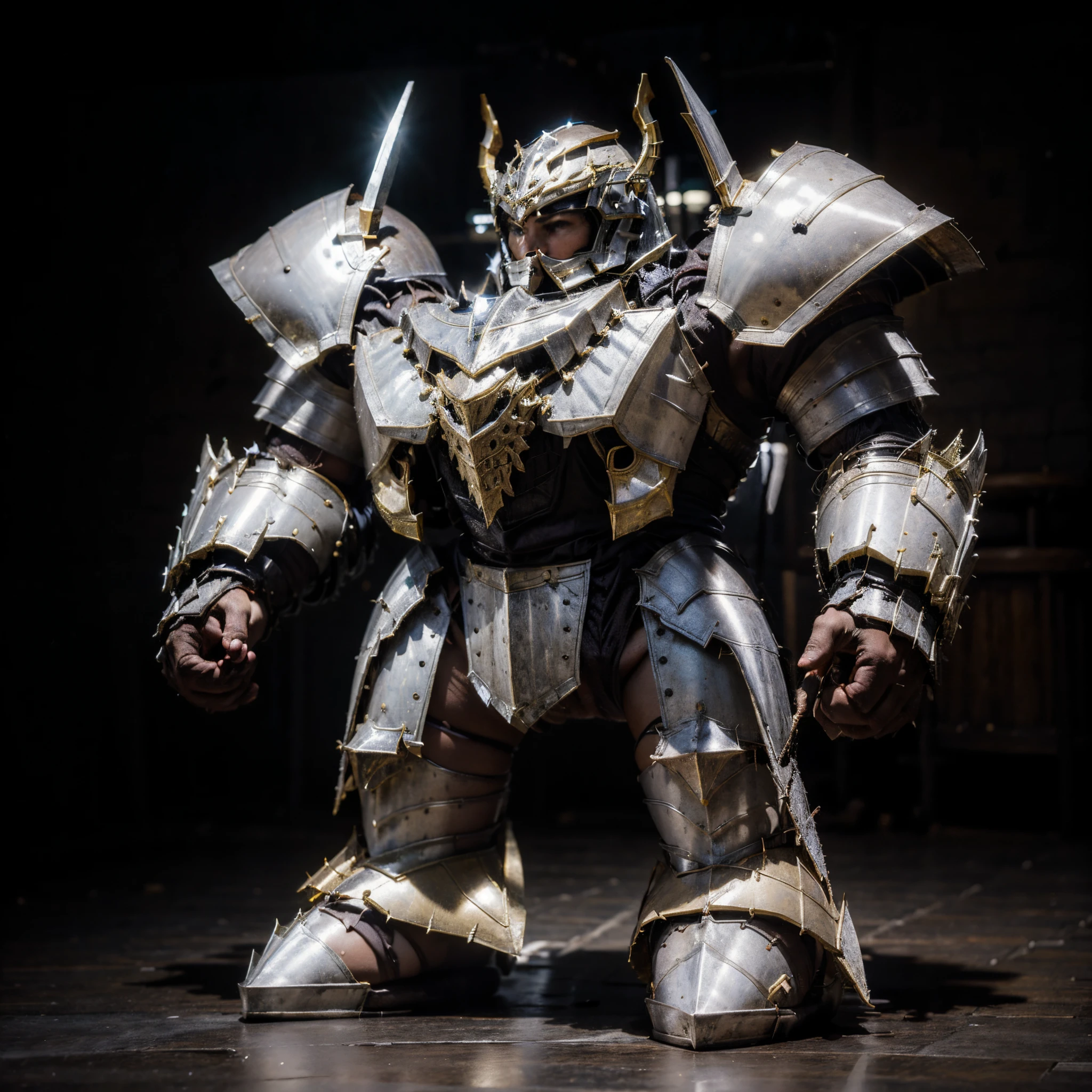 Hairy pussy, teen, full body, warrior, armor, helmet on