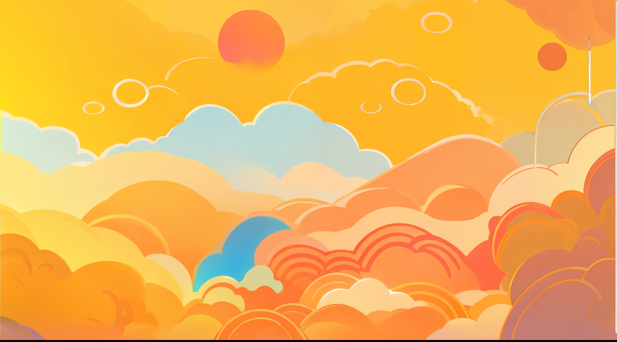 sunset illustration, sunset background, sunrise background, sunny day background, background art, golden hour background, orange clouds, yellow clouds, background artwork, fantasy puffy sky, cloudy sunset, 4 k hd illustrative wallpaper, 4 k hd wallpaper illustration, colorful clouds, golden clouds, colorful sky, mobile game background