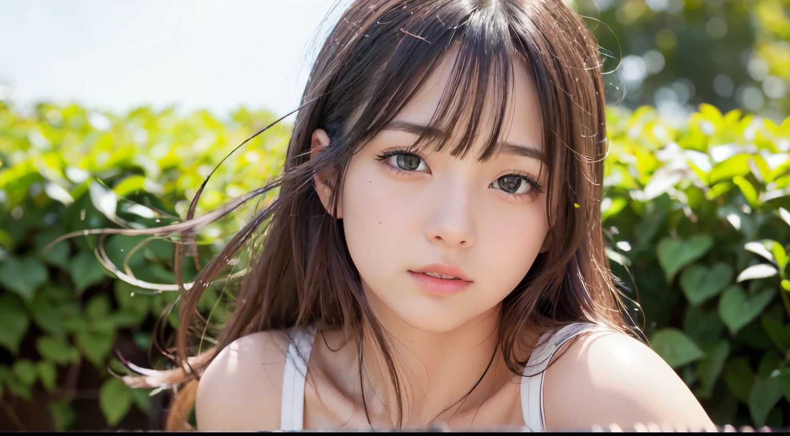 ((((masutepiece, Best Quality, High resolution)))), extremely detailed 8K, Slender beautiful girl, (Ultra HD, Ultra-detailed, Highly detailed, Highly realistic, Ultra-realistic, photos realistic), (1girl in:1.5), (realistic white hair), Beautiful long hair, (Dynamic Poses), facing at camera, lightsmile, Purple eyes, average breasts, (beautifull detailed face, Beautiful detailed eyes), White underwear、Full body like,fullnude