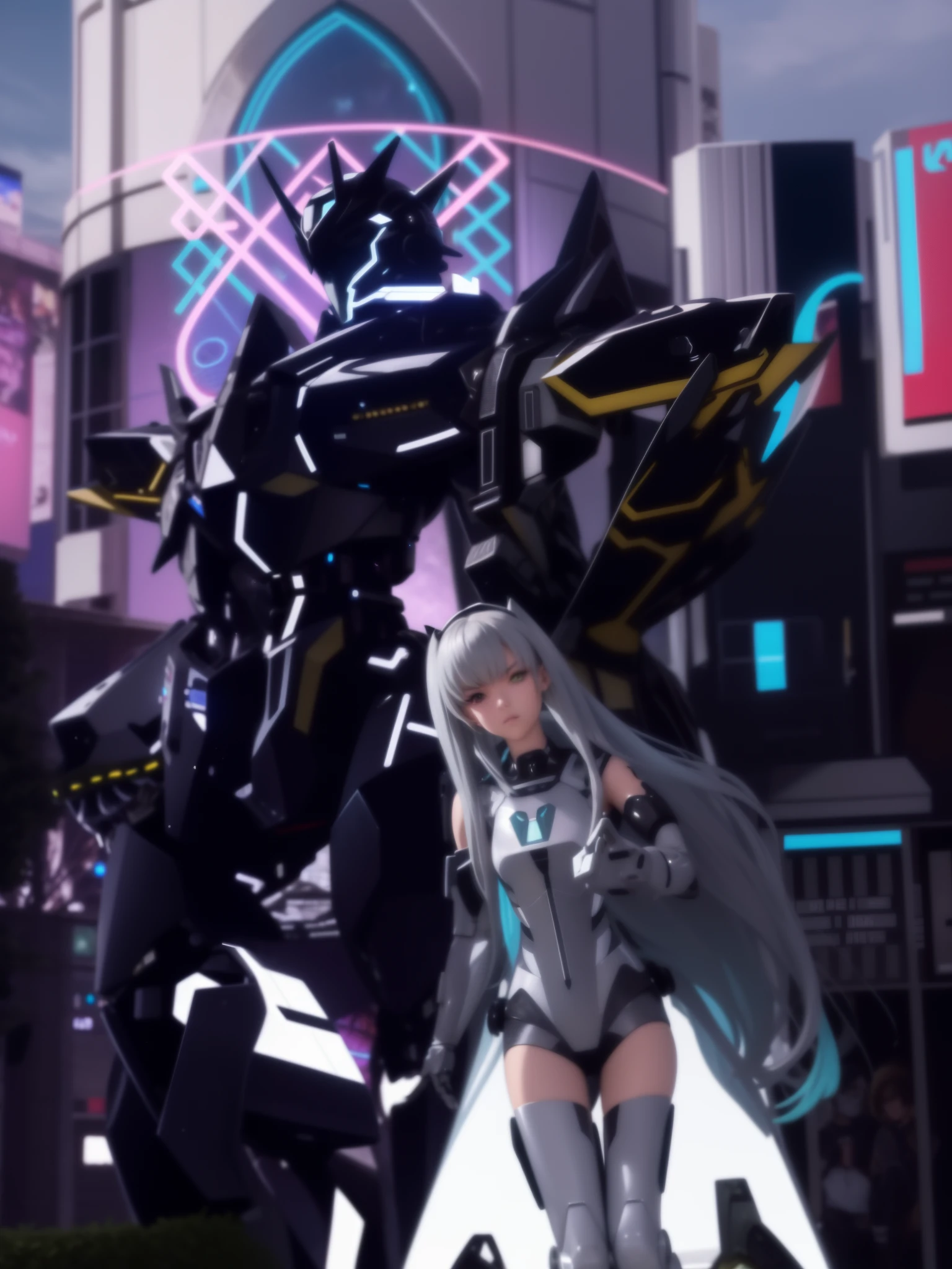 a close up of a person in a costume with a sword, Girl in Mecha Cyber Armor, Air and Mecha theme, Anime Mecha Aesthetics, cyber japan armor, cybersuit, Dressed in cyber armor, from arknights, Cyber Universe Style, In Cyber City, android heroine, mecha asthetic, cybersuit, fully robotic!! catgirl