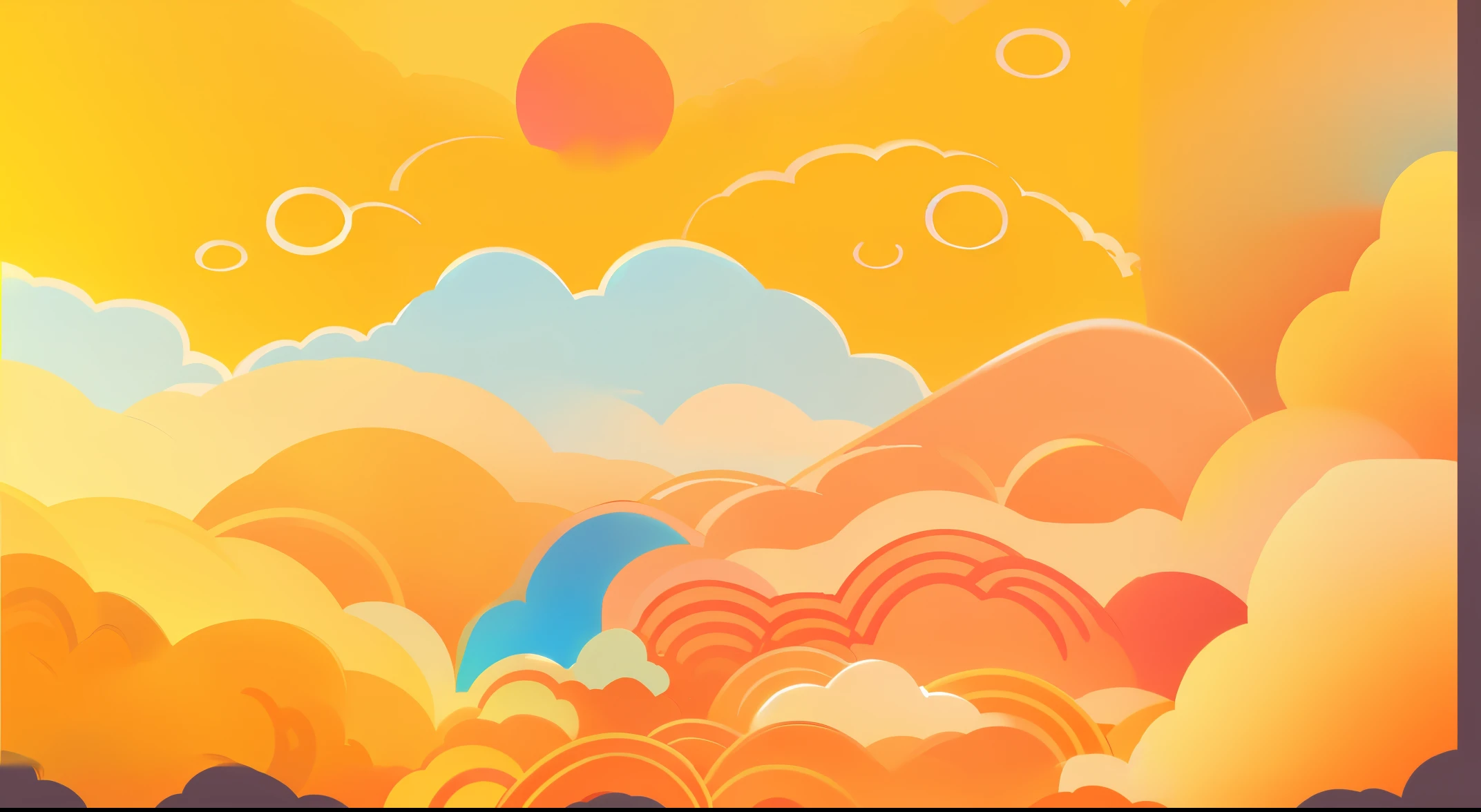 sunset illustration, sunset background, sunrise background, sunny day background, background art, golden hour background, orange clouds, yellow clouds, background artwork, fantasy puffy sky, cloudy sunset, 4 k hd illustrative wallpaper, 4 k hd wallpaper illustration, colorful clouds, golden clouds, colorful sky, mobile game background